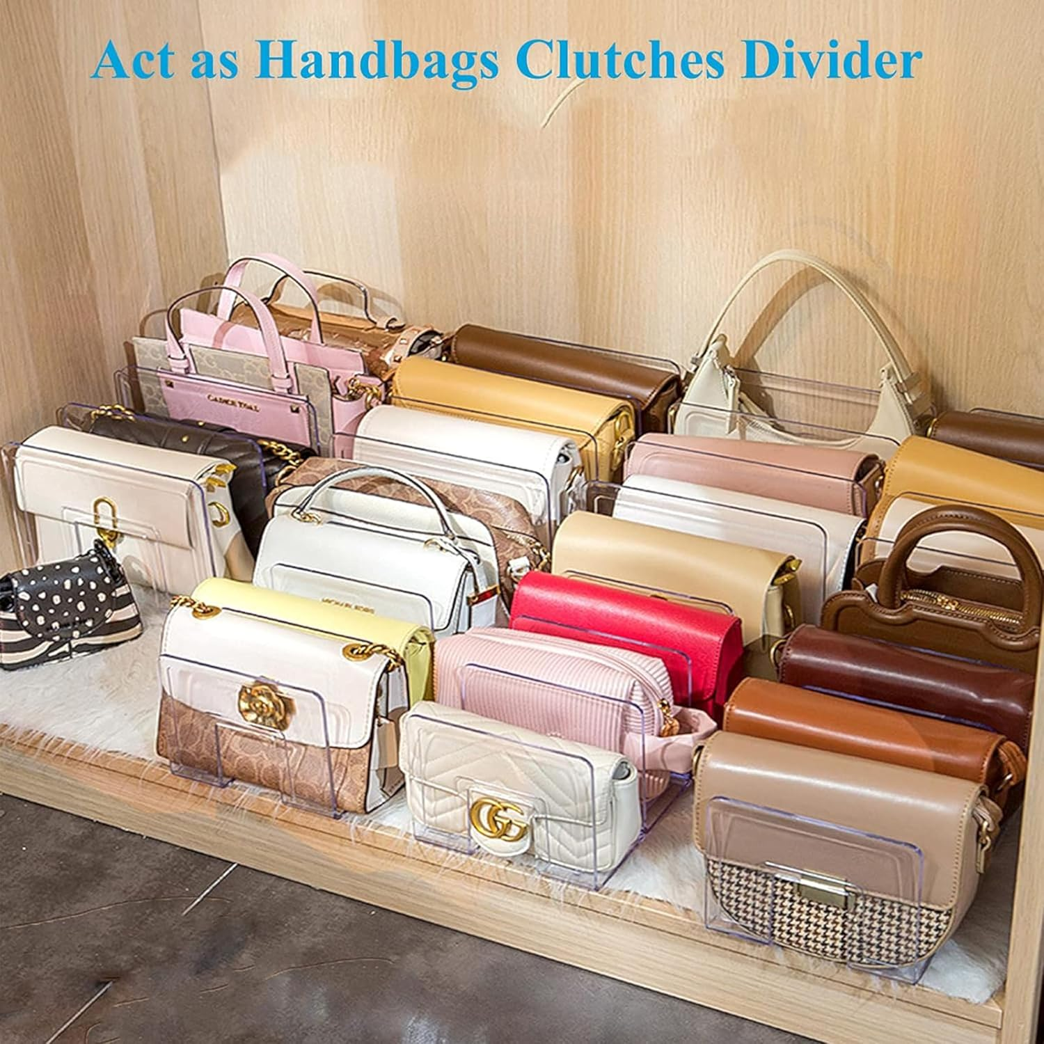 4PCS Acrylic Desktop Organizers - 3 Sections, Wide 4.2 Inch, for Files, Accessories, Wallet | Closet, Handbag, Bookshelf Storage | Clear image number 1