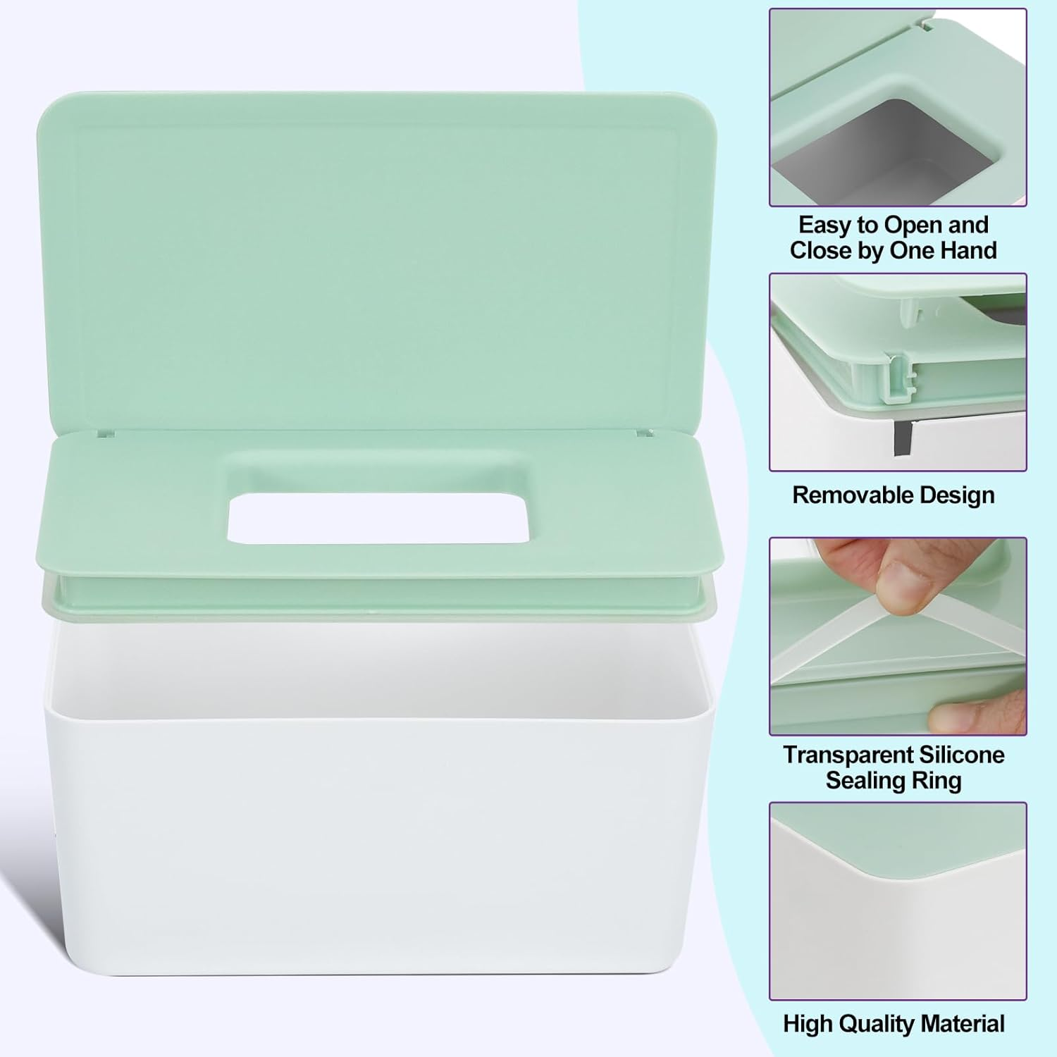 54 Pack Flannel Cloth Wipes with Green Upgraded Dispenser, Reusable & Durable Cloth Wipes, Body Face Hand Washcloth image number 3