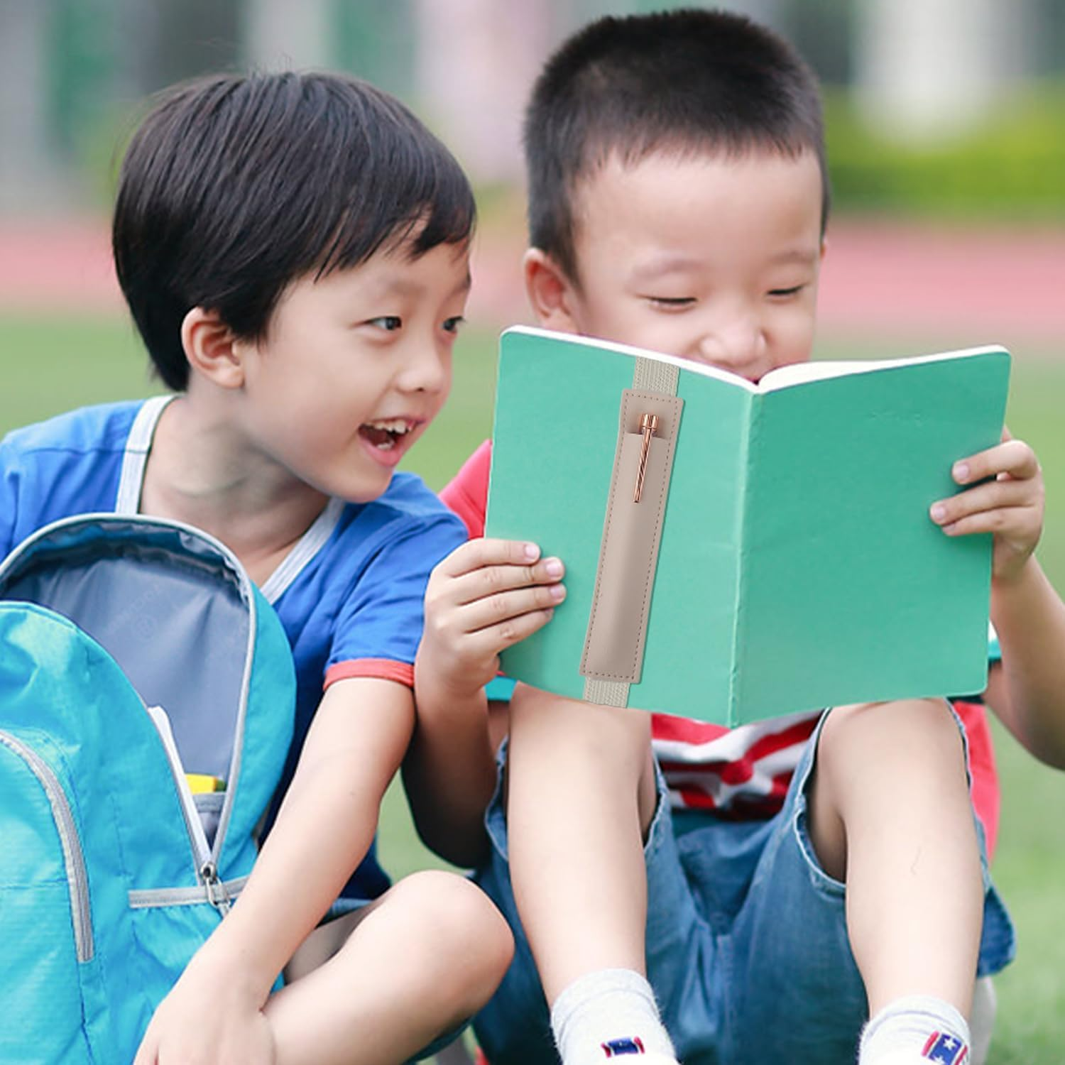 PU Leather Pen Sleeve Pouch, 10Pcs Elastic Band Pen Holder for Notebook, Journal Pencil Holder image number 1