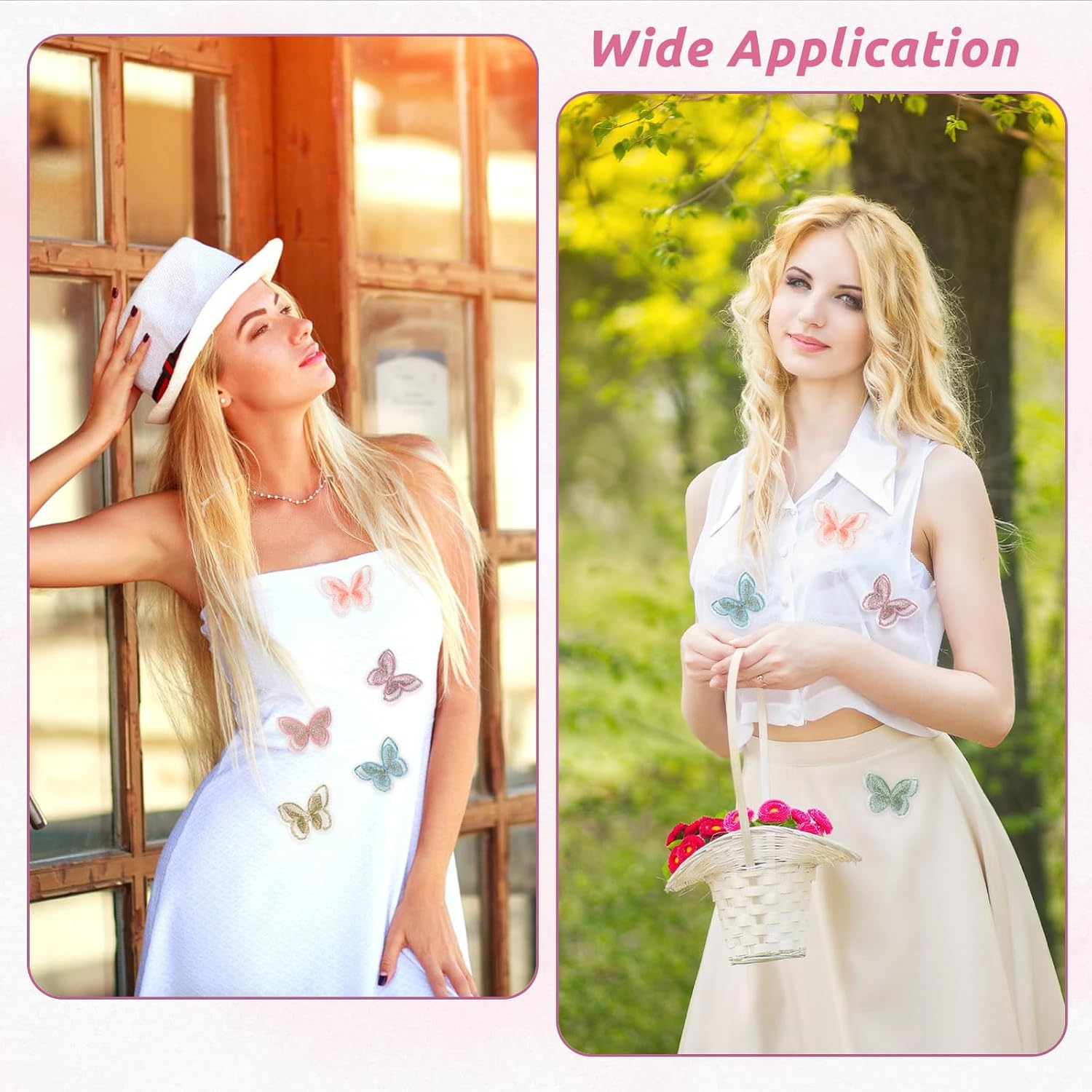 30 PCS Butterfly Patches Fabric Appliques for Clothes Butterflies Butterfly Lace Patches for Sewing Craft Wedding Dress Clothes Jeans Hat (Colorful) image number 5