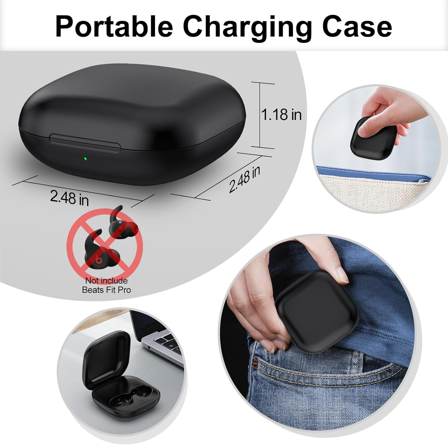 Lequiven Charging Case Compatible with Beats Fit Pro, Replacement Wireless & Wired Charger Case for Beats Fit Pro with Bluetooth Pairing Sync Button Large Capacity (Earbuds NOT Included) image number 3