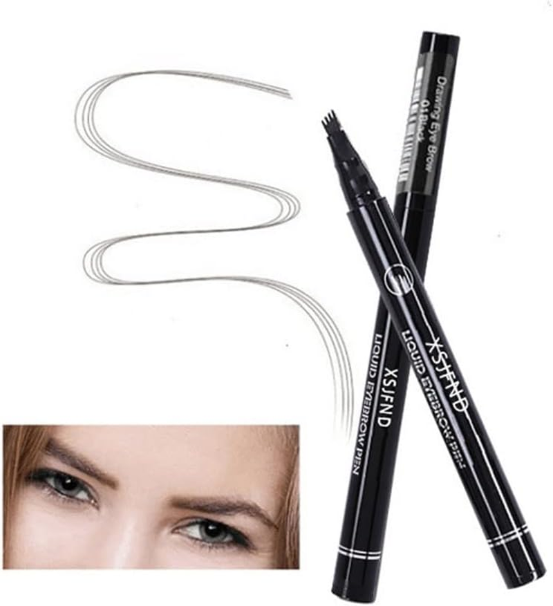 Microblading Tattoo Eyebrow Ink Pen Eye Brow Pencil Brow Enhancer Stencil AU (01# Black)