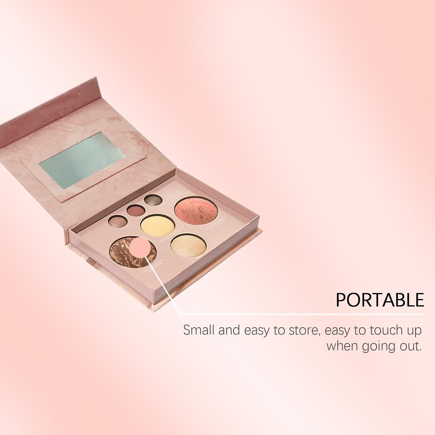 Baked Makeup Palette,Full Size Baked Palette - Includes Bronzer,Blush,2 Highlighters and 3 Eyeshadows,Multi-Purpose,Highly Pigmented,Long-Wearing image number 2