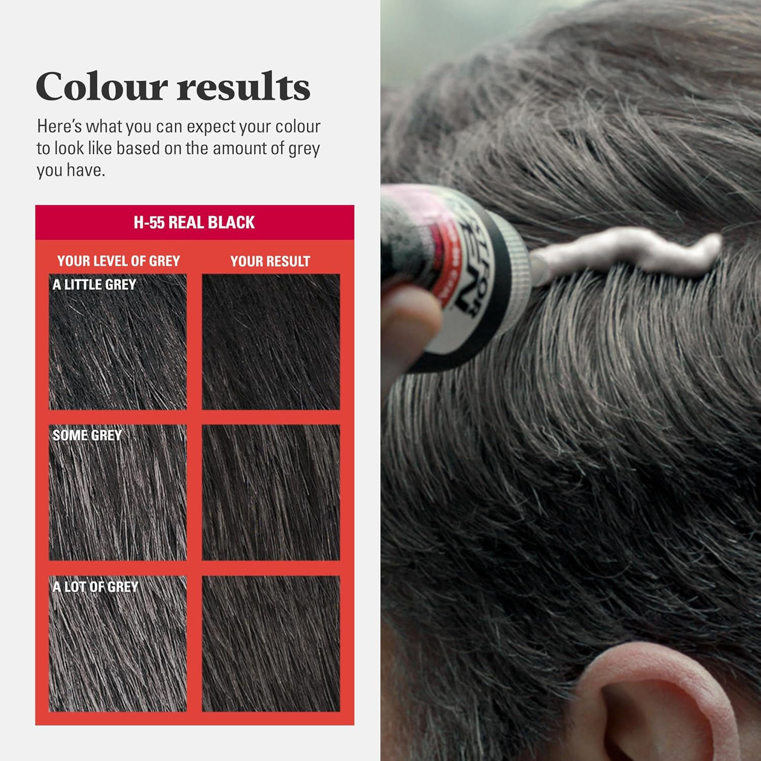 Just for Men Shampoo-In Colour, Grey Hair Dye for Men, Various Shades, Restores Original Colour for a Natural Look - Real Black, H-55 image number 1