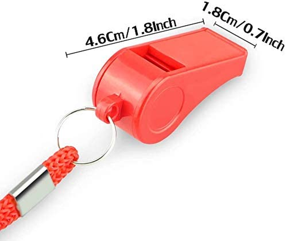 Whistle, Red Emergency Whistle with Lanyard, 2PCS Super Loud Plastic Whistles Perfect for Self-Defense, Lifeguard and Emergencies