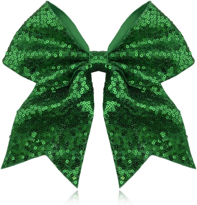 Sparkly Navy Blue Cheer Bow Hair Clips for Braids Ponytail Glitter Sequins Bows Tie Clip Bling Ribbon Bow Barrettes for Kids Toddlers Cheer Stuff for Girls Women Volleyball Cheerleader Bows for Hair