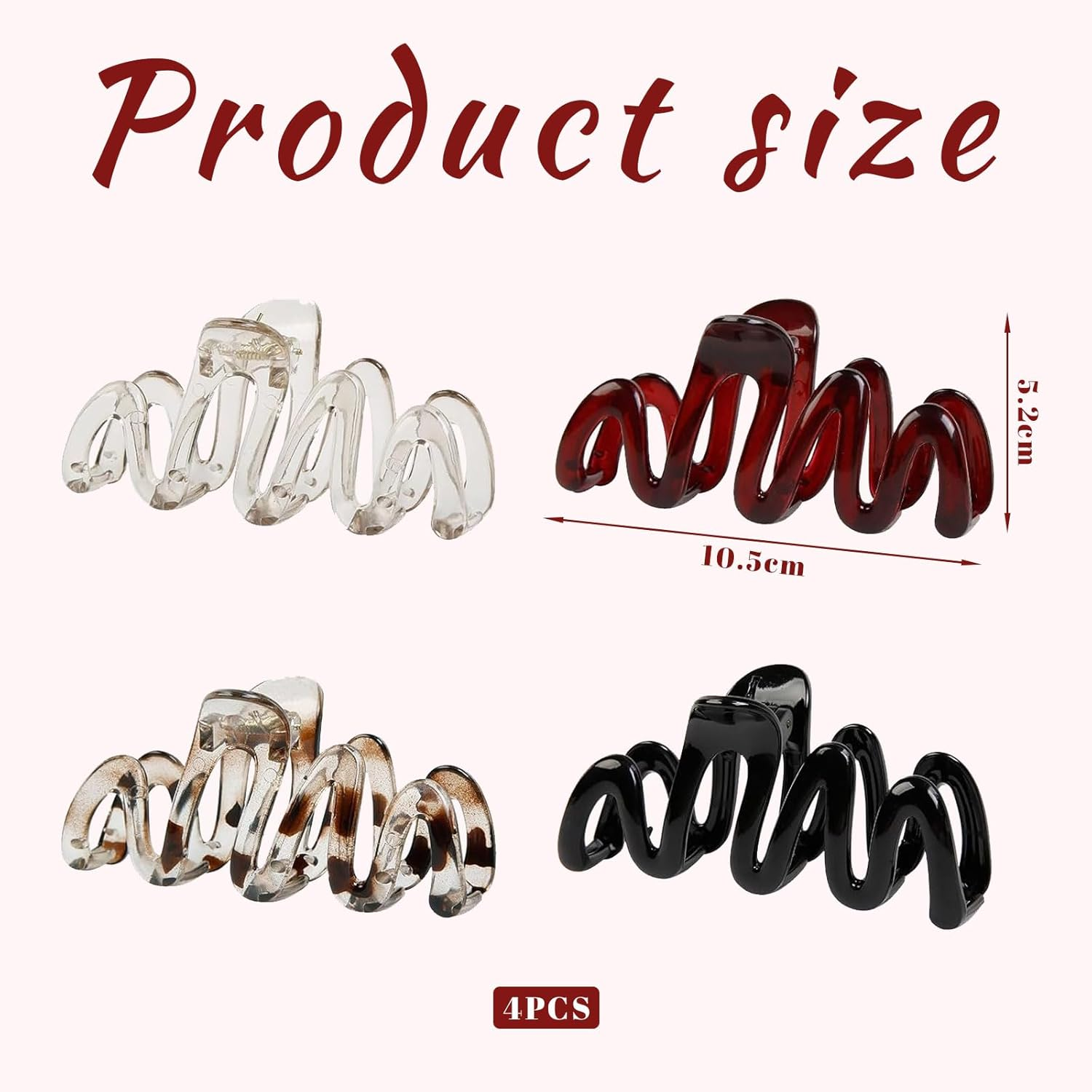 Xanthelle Women'S Hair Clips, Pack of 4 Large Hair Clips, Claw Clip for Thick Hair, Duck Beak Hair Clip, Non-Slip Hair Clip, Large for Women