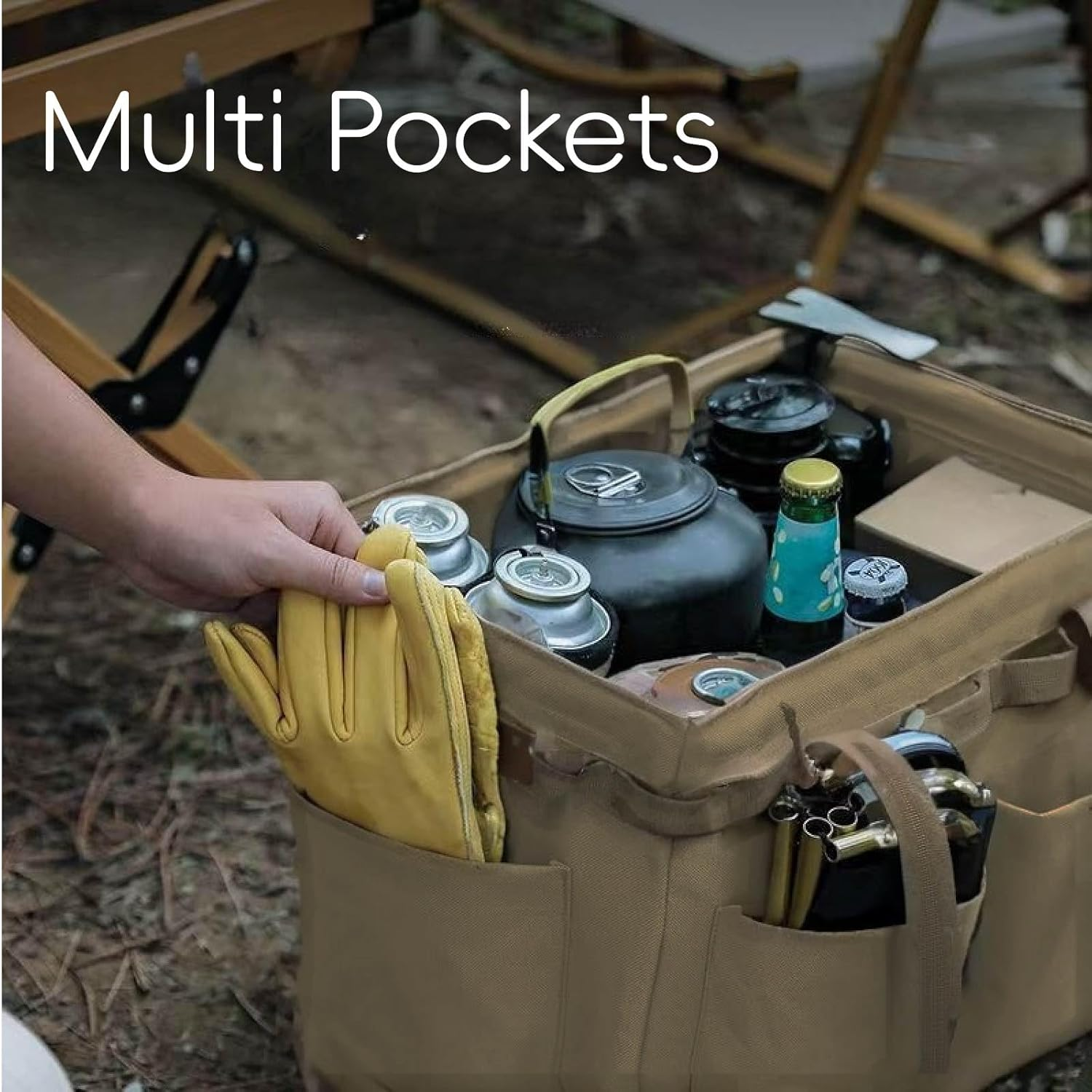 Garden Tote, Picnic Bag Large Capacity Multi Pocket Outdoor Storage Tote Bag, Waterproof Gardening & Camping Tool Kits Holder, Portable & Foldable Garden Tool Organizer image number 6