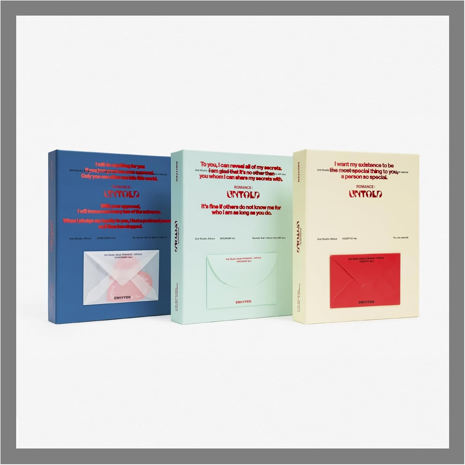 ENHYPEN ROMANCE : UNTOLD 2Nd Album Standard INCEPTIO Version Cd+1P Folded Poster on Pack+1Ea Letter+92P Photobook+2P Photocard+2Ea Sticker+1P Postcard+2Ea Paper Ring+Tracking Sealed EN- image number 3