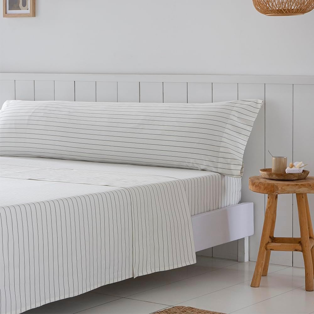 COTTON Artean Tula 200 Thread Count 100% Cotton 200 Thread Count Duvet Cover Set with Flat Sheet + 2 Pillowcases + Fitted Sheet, Light Beige image number 1