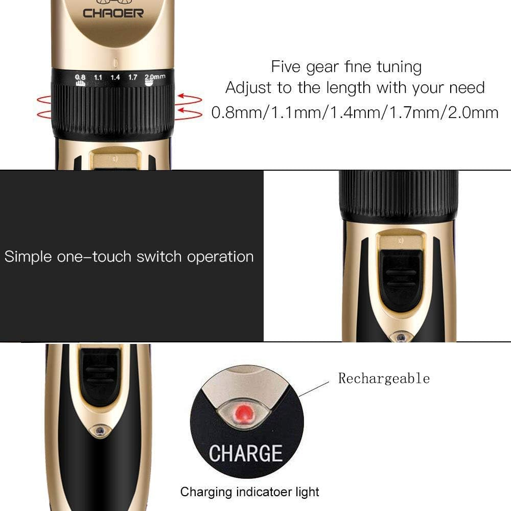 Esynic Pet Dog Clipper Grooming Trimmer Professional Animal Electric Hair Cutter Shaver Kit with 4 Combs Titanium Fixed Knife Prevent Skin Allergies Low Noise Gold and Black image number 2