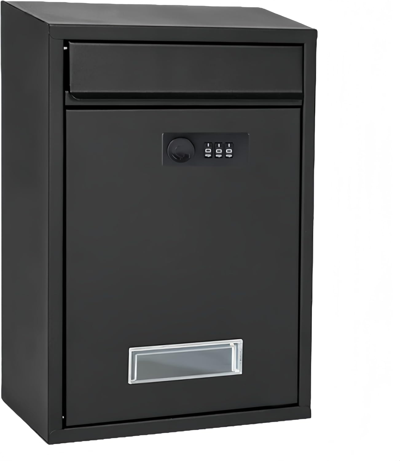 Wall Mounted Letter Mailbox with Combination Lock, Wall Mounted Locking Vertical Letters Newspapers Dropbox Mailbox Post Box Nameplate Large Capacity for Wall and Fence, Matt Black