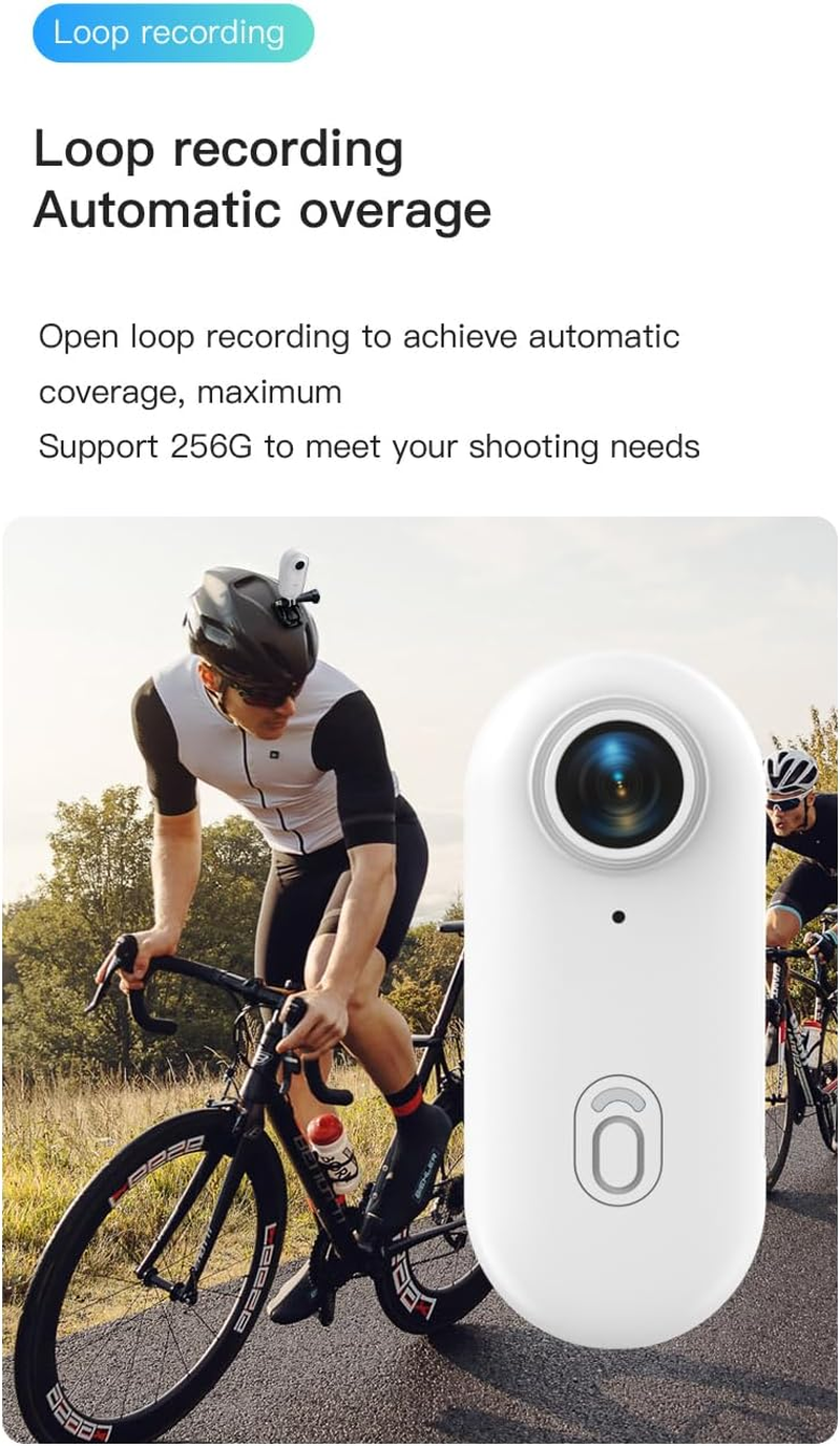 Winnes 4K Mini Thumb Action Camera, Portable Vlogging Camera, Wearable Small Body Camera, Hands-Free POV Video Recorder for Motorcycle Trips, Climbing, Diving, Football Games, Vlogging(Black) image number 2