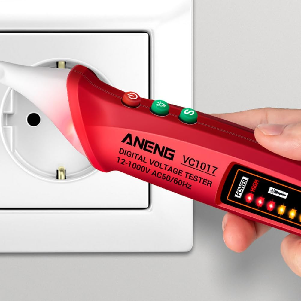 12V-1000V Voltage Tester: Adjustable Sensitivity Voltage Detector Pen AC Voltage Detector Pen with LED Flashlight - Sound and Light Warning Pencil Electrical Voltmeter Ammeter Circuit Tester Tool