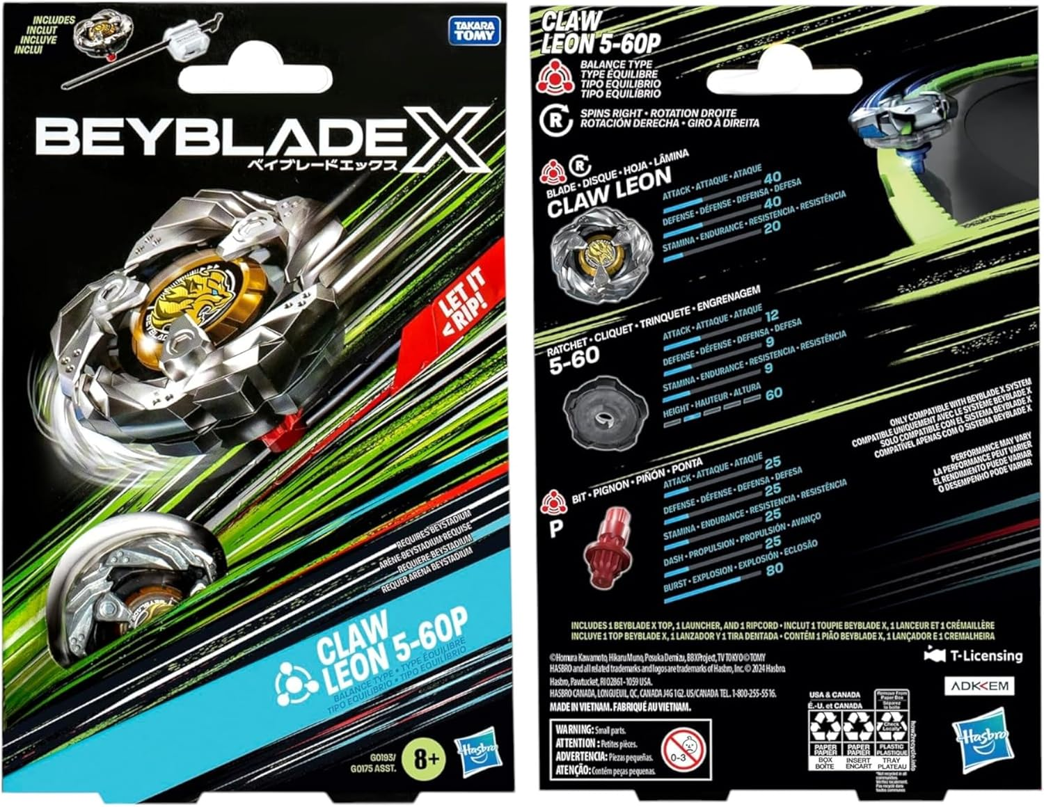Beyblade X Claw Leon 5-60P Starter Pack Set with Balance Type Right-Spinning Top and Launcher; Battling Top Toys for 8 Year Old Boys and Girls image number 2