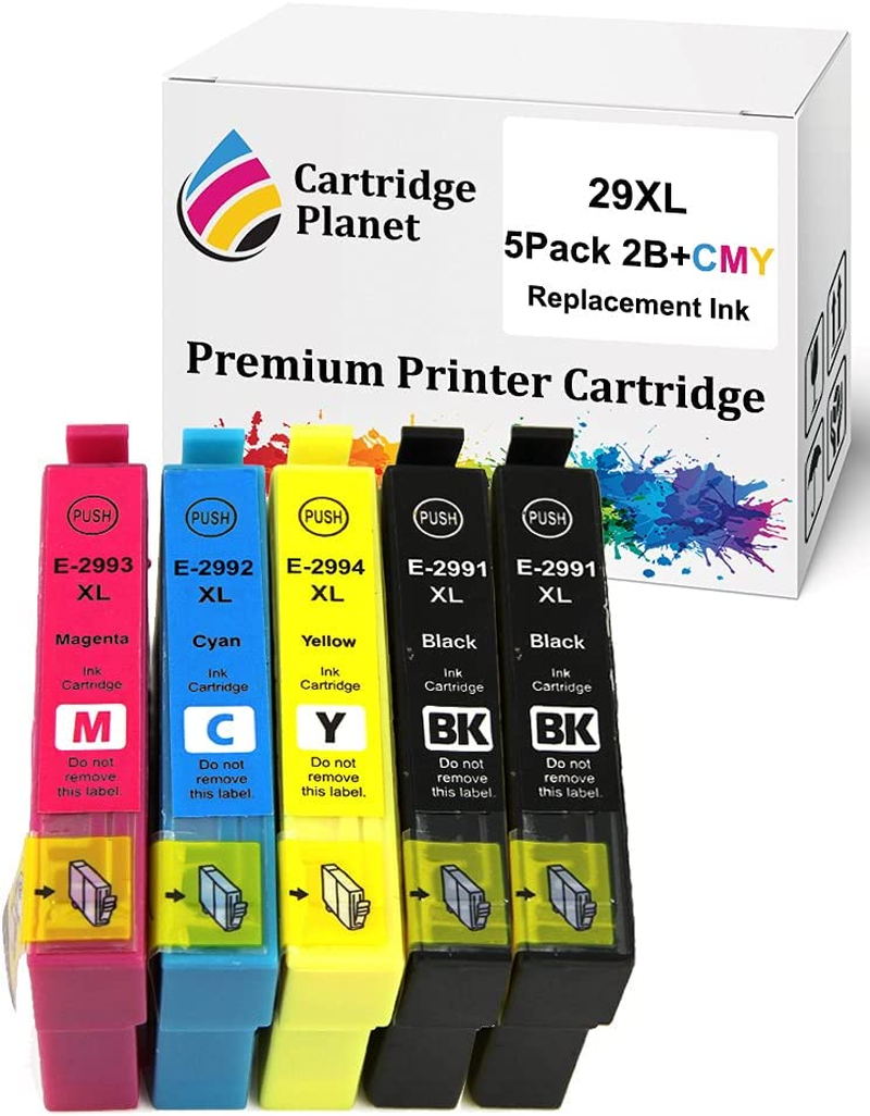 Cartridge Planet 5 Pack (2BK,1C,1M,1Y) Compatible Ink for Epson 29XL for Epson Expression Home XP-235 XP-245 XP-432 XP-442