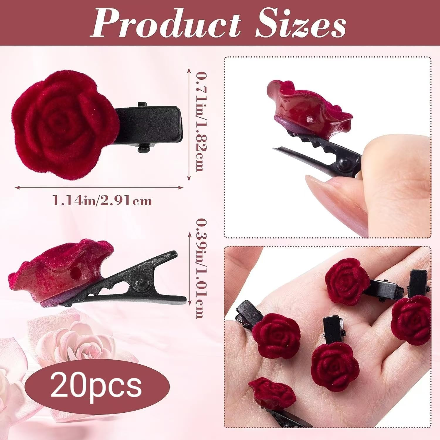 Mini Red Flower Hair Barrette,20 Mini Red Rose Hair Clip,Red Rose Hair Clip Mini Flower Hair Clip,Red Mini Flower Hair Barrette,Mini Red Rose Flower Hair Clip,Small Rose Hair Clip Rose Hair Barrette image number 3