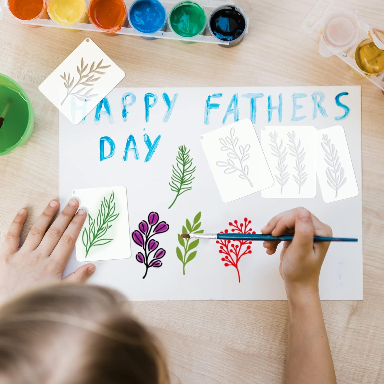 Leaf Stencils for Crafts Small Leaves and and Branches Paint Plant Stencil for Painting on Wood Wall Card Making, Tiny Nature Vine Herb Essential Art Stencils for Adults Kids (50 Leaves) image number 3