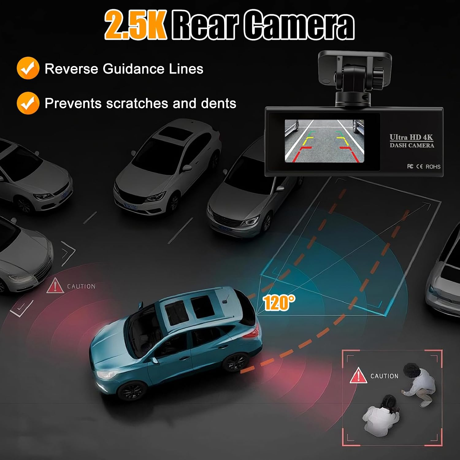 4K Dual Dash Cam, Front 4K Rear 2.5K with GPS Wifi, 170&deg; Wide Angle Night Vision G Sensor, Fit for Car Driving Recorder Dash Camera Vehicle DVR image number 4