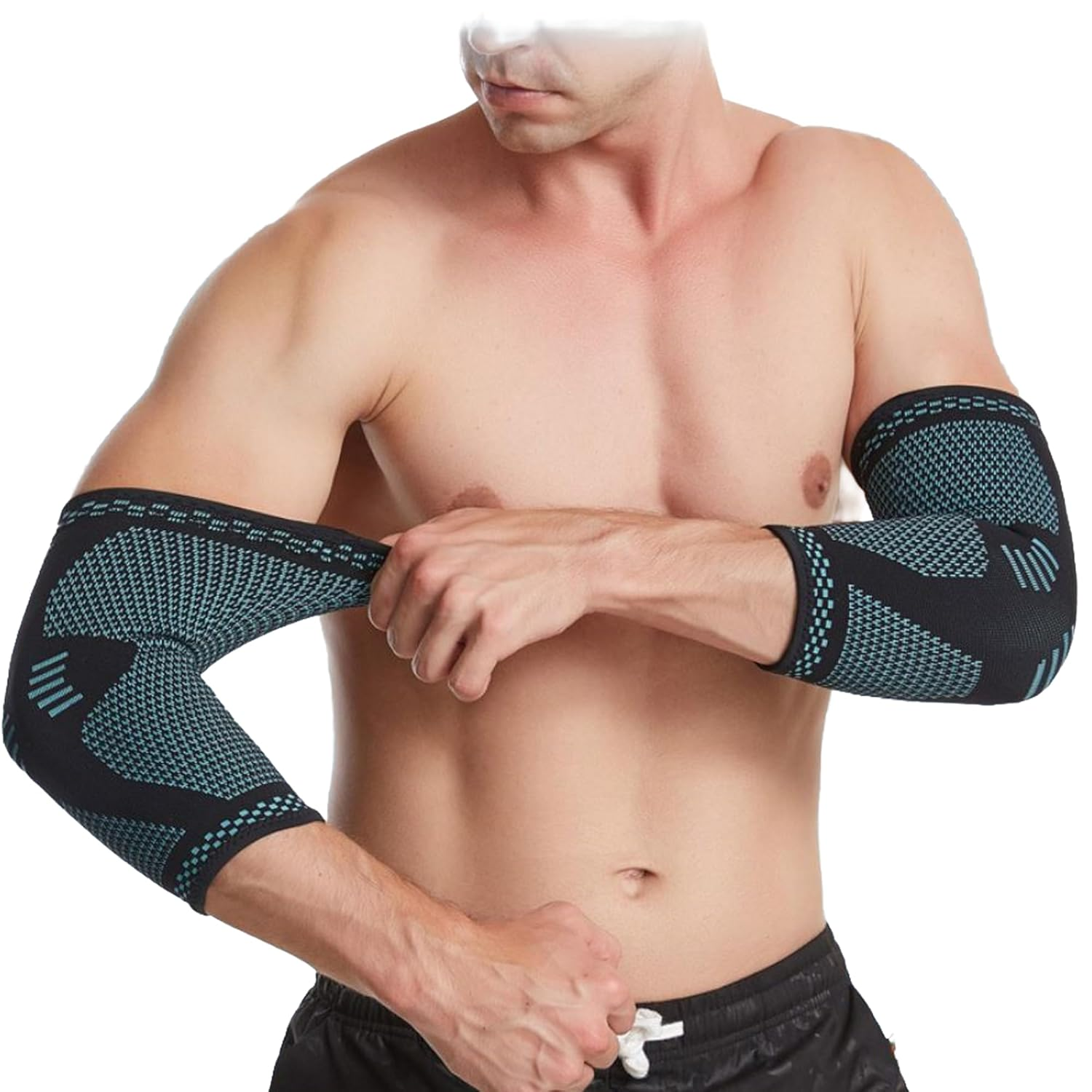 A Pcs Elbow Support Deadlift Gym Pad Sport Pain Elastic Band Weight Bar Bell Dumb Home (M) image number 3