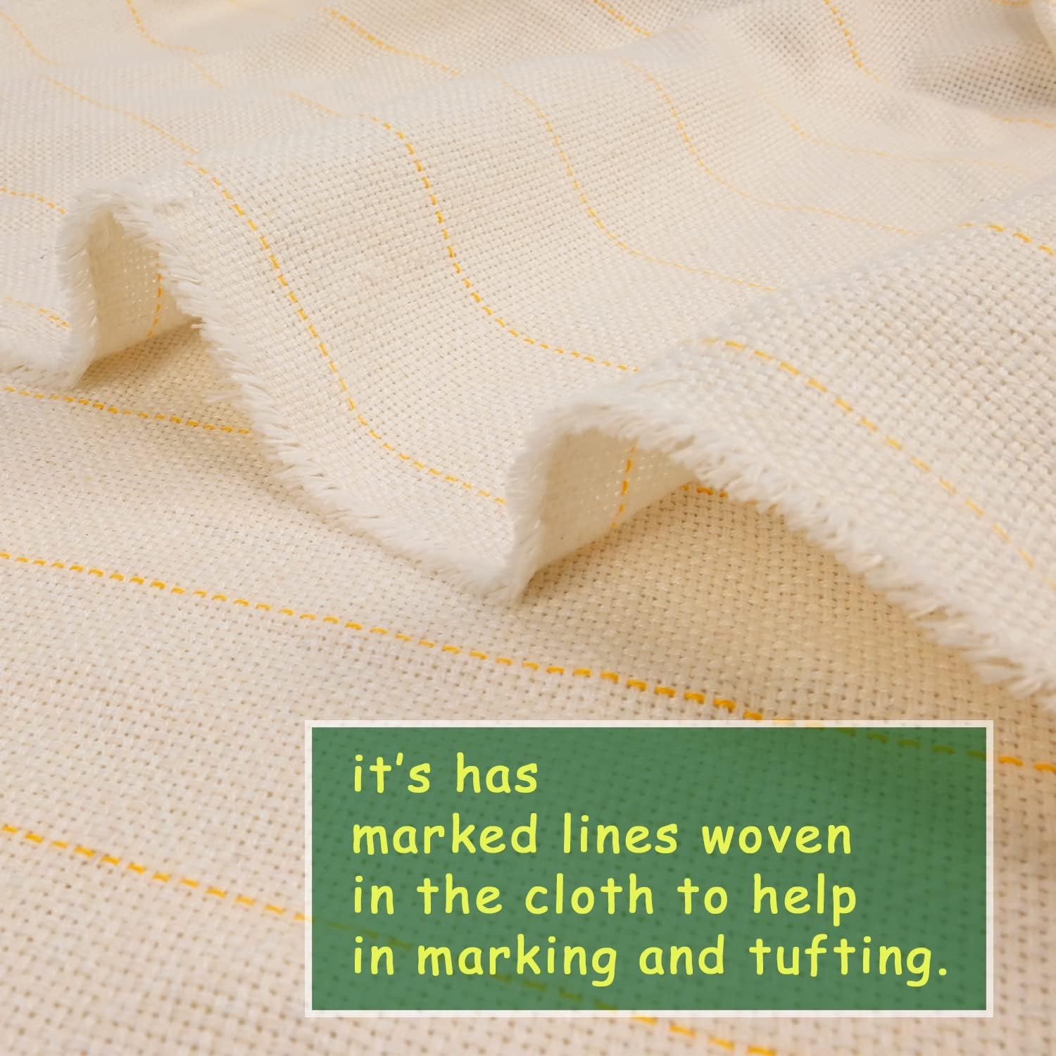 83''X39'' Primary Tufting Cloth with Marked Lines, 70.9''X31.5'' Tufting Rug Backing Fabric, Large Monk Cloth Kit,Rug Tufting Supplies,Rug Making Supplies White image number 4