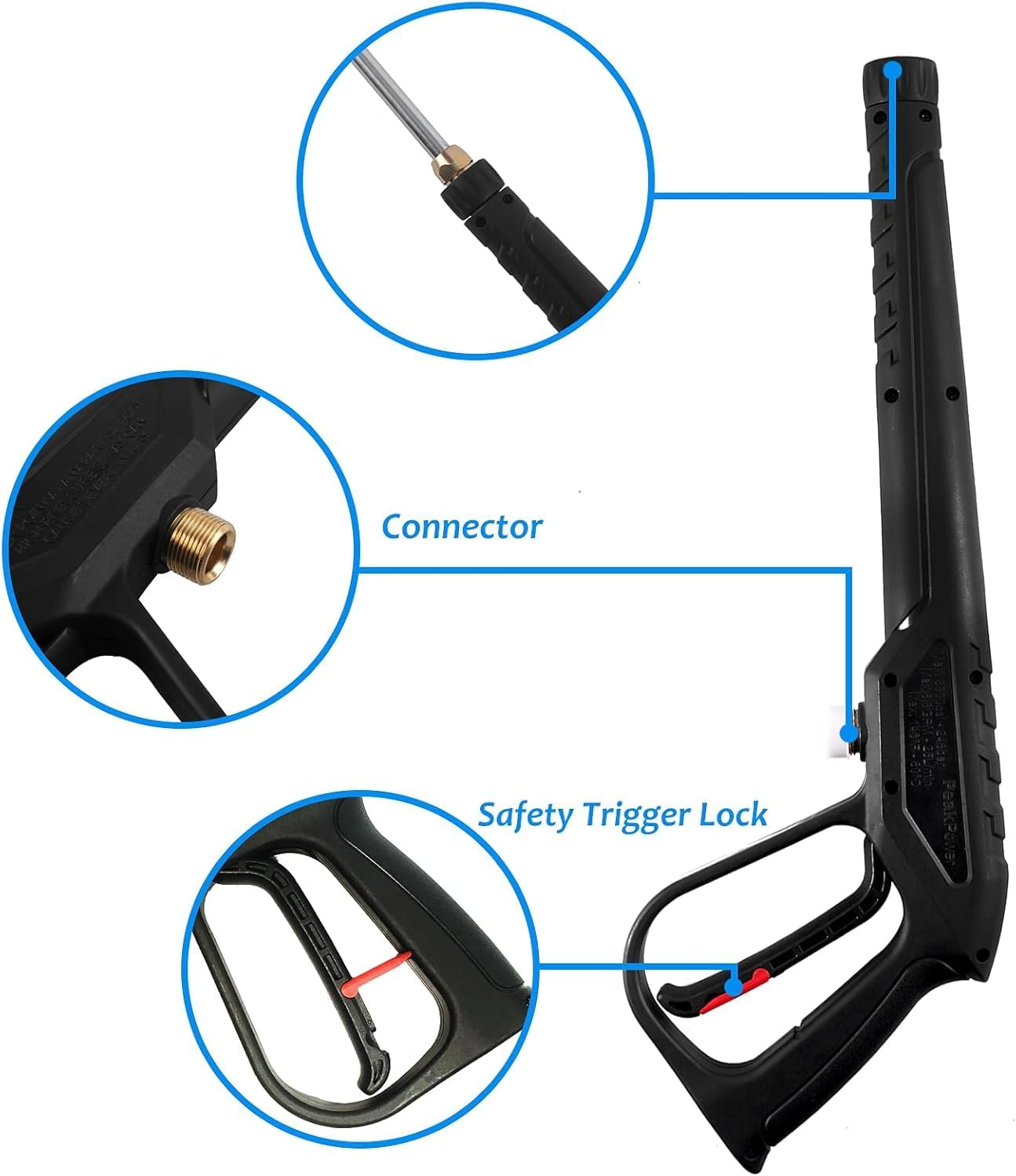 WXNANY High Pressure Washer Gun with Extension Wand 5 Adjustable Nozzle Tips for Cars Fences Driveways Patios, M22-14Mm Fitting, Max 3600 PSI, 6.6GPM image number 4