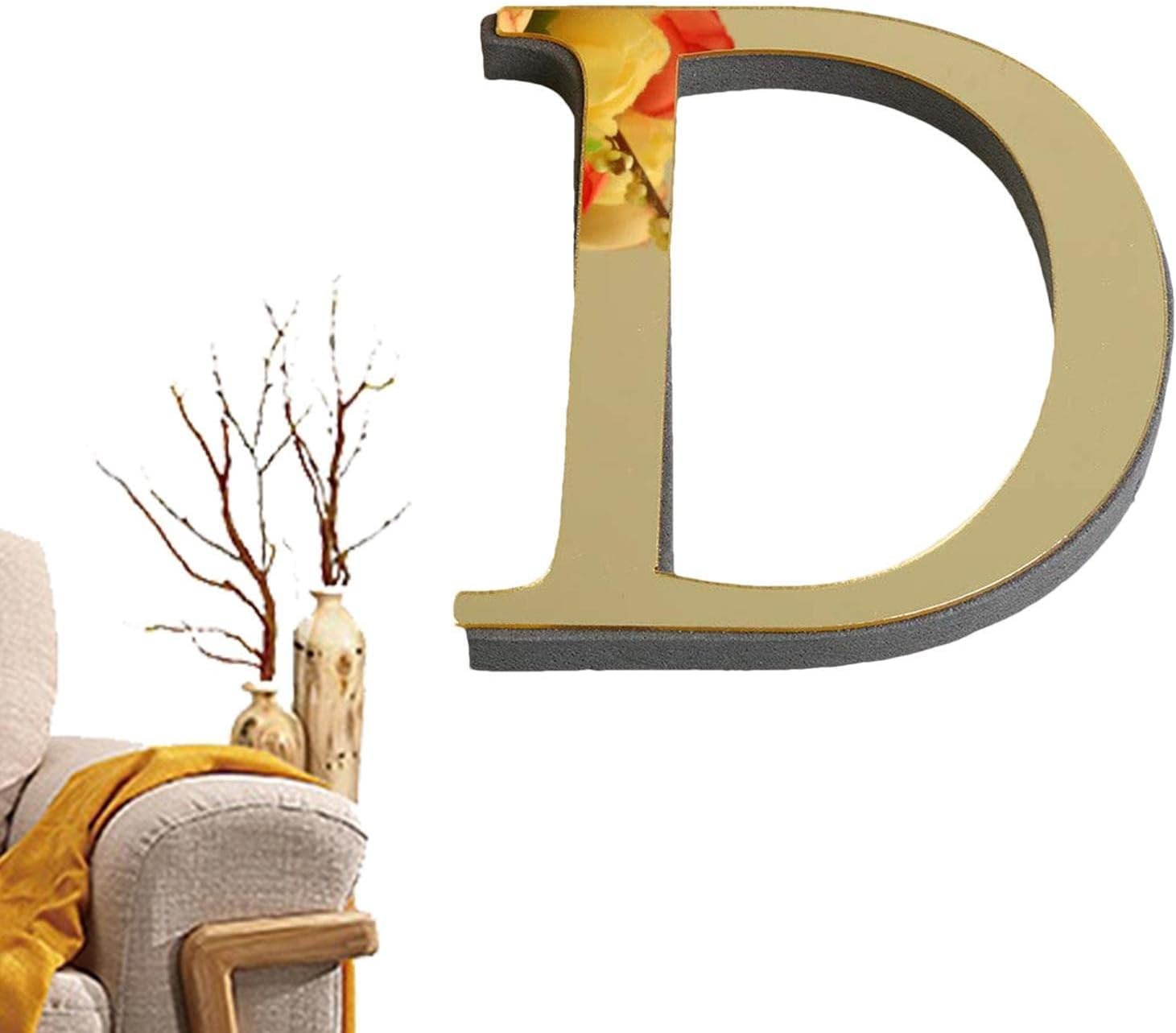 Letter Wall Stickers - 3D Self-Adhesive Alphabet Wall Decals - Light Gold Acrylic Letters Decals for Home Decor Wall DIY Art Mural for Home Bedroom Living Room Borato image number 5