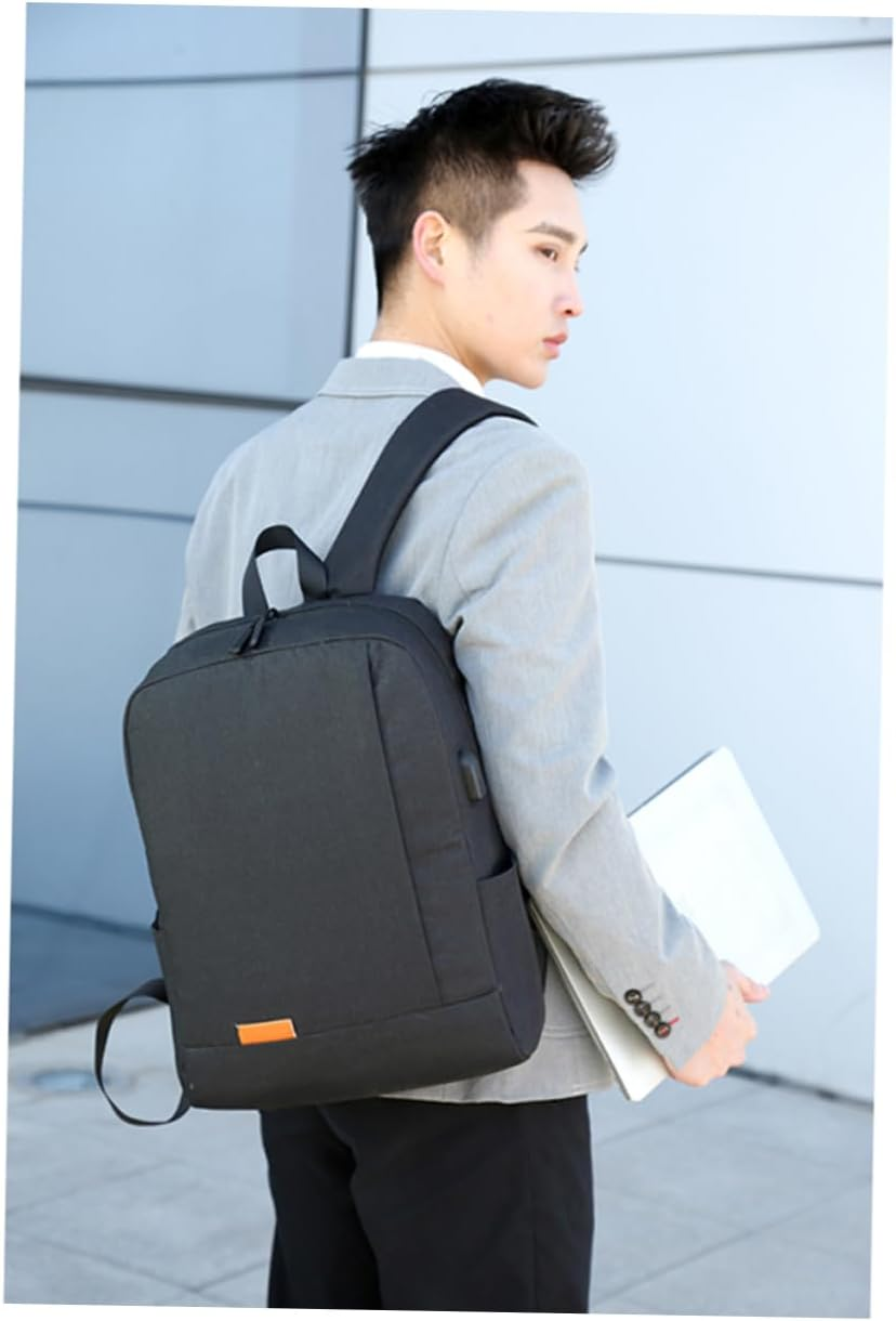 Amosfun 1Pc Backpack Laptop Bags Unisex Laptop Bag USB Interface Backpack Casual Backpack Bookbag Casual Schoolbag Universal Men and Women - Black image number 6