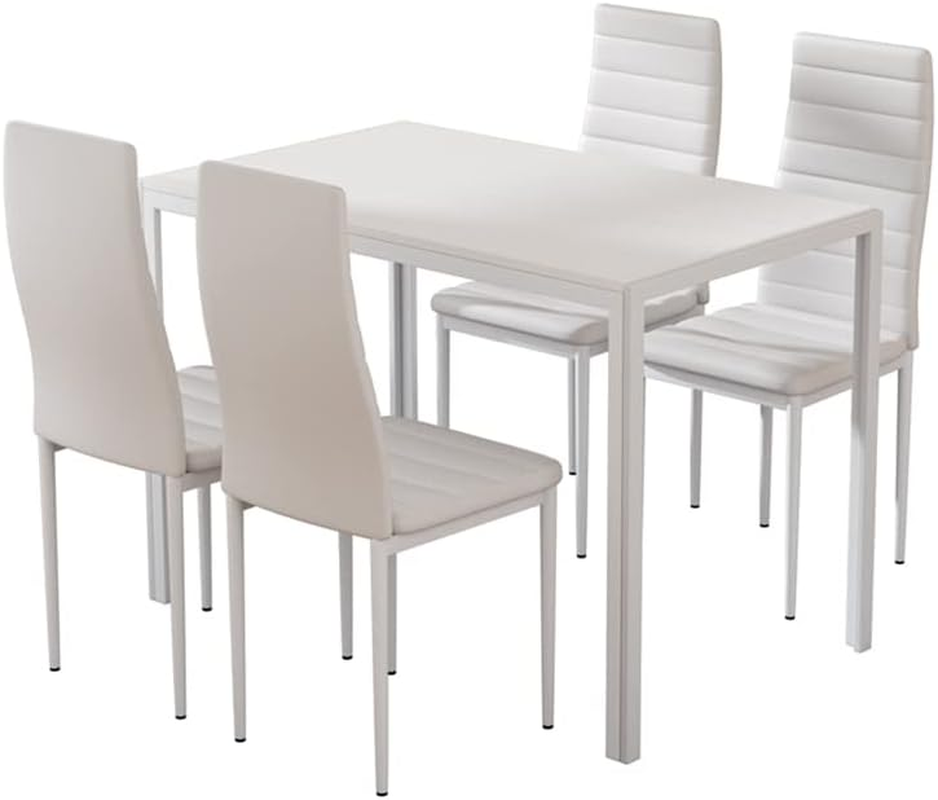 Artiss Dining Table and Chair Set of 5 Black Tables Chairs Setting Desk Nursing Seats Reading Seating Home Living Room Bedroom Kitchen Cafe Outdoor Indoor Furniture MDF Tabletop 4X 45Cm Height Seat