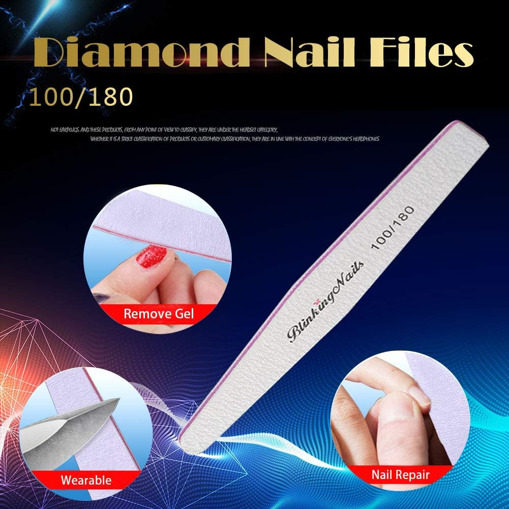 Nail Files and Buffers 100/180 Grit Professional Nail Files for Natural Nails,Double Sides Washable Block Disposable Nail Files for Acrylic Nails-10Pcs/Pack image number 3