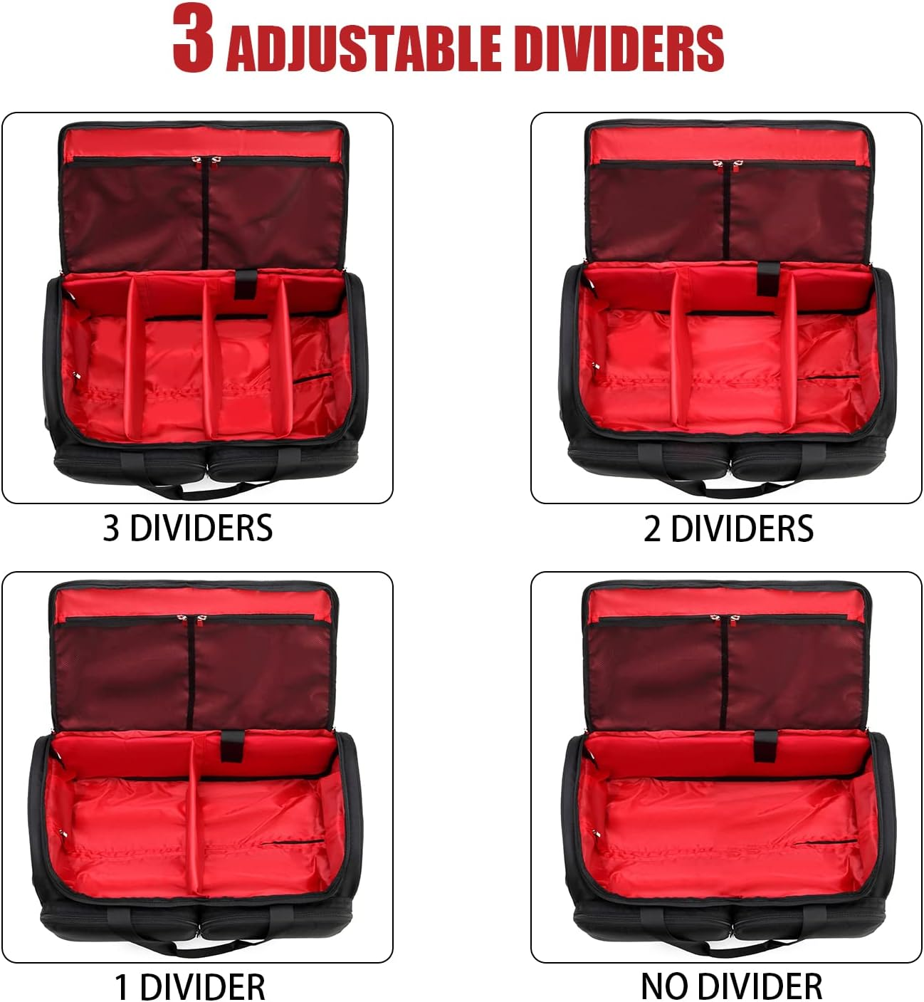 Sneaker Bag Travel Shoes Duffel Bag Men Women Gym Sport Luggage Duffle Carrying Case Bag Divider Adjustable Compartment Portable Soccer Athletic Shoes Carrier Heavy Duty Traveling Accessories - Black With Wheels image number 6