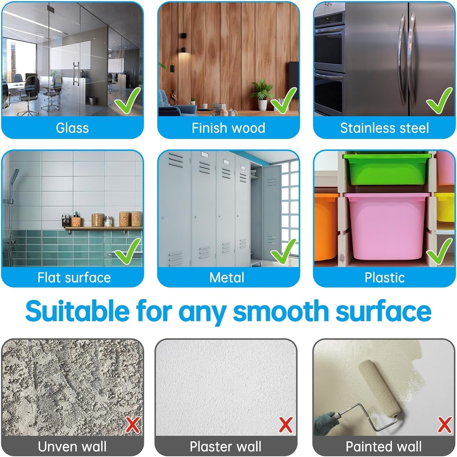 Whiteboard, Self-Adhesive Magnetic Whiteboard, Magnetic Dry Erase White Board, Trimmable Large White Board for School/Home/Office with Erasable Pen, Eraser, Magnetic Nail, Box (90 * 120CM) image number 6