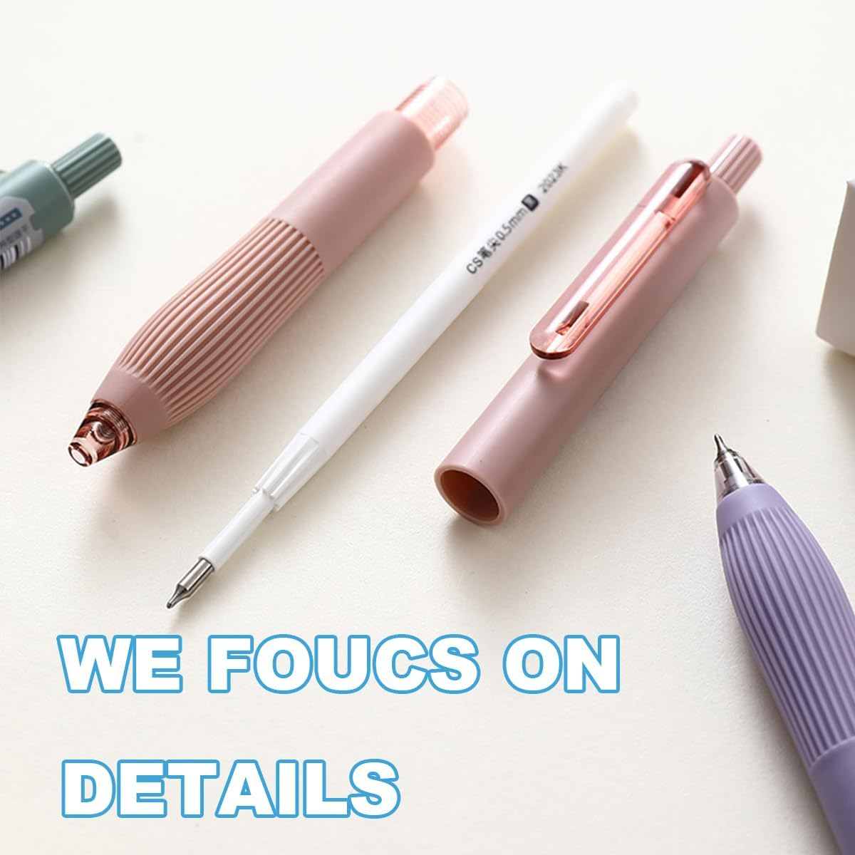 Craftsboys Gel Pens 0.5Mm, Black Ink, Quick Drying, 6 Count, Retractable Rollerball Pens (Blue) image number 4