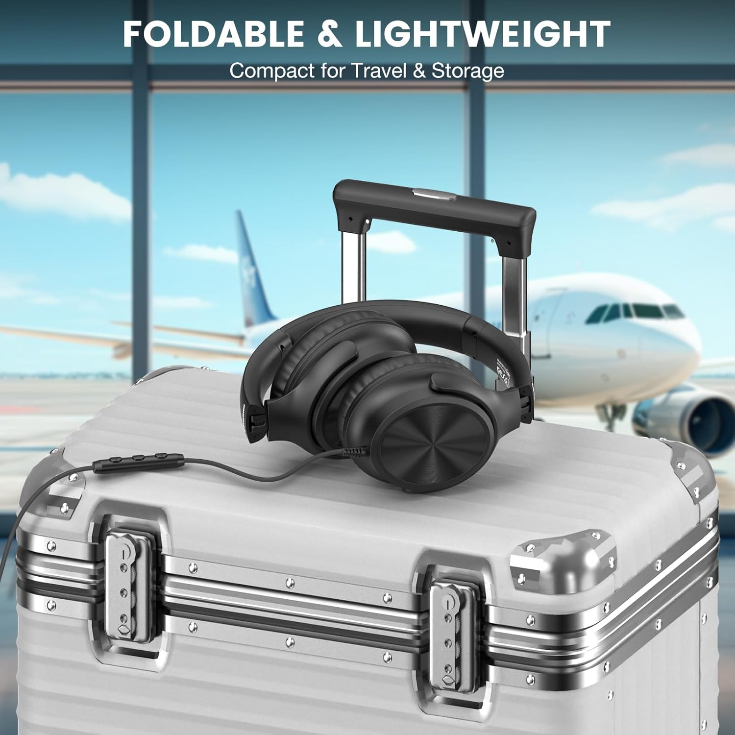 Cowyawn USB C Headphones Wired, over Ear Headphones with Microphone, Volume Control, HD Stereo Sound, Foldable Lightweight Headphones for Adult/Teens/Chromebooks/Laptop/Computer/Tablets/Travel (Black) - Silver image number 2