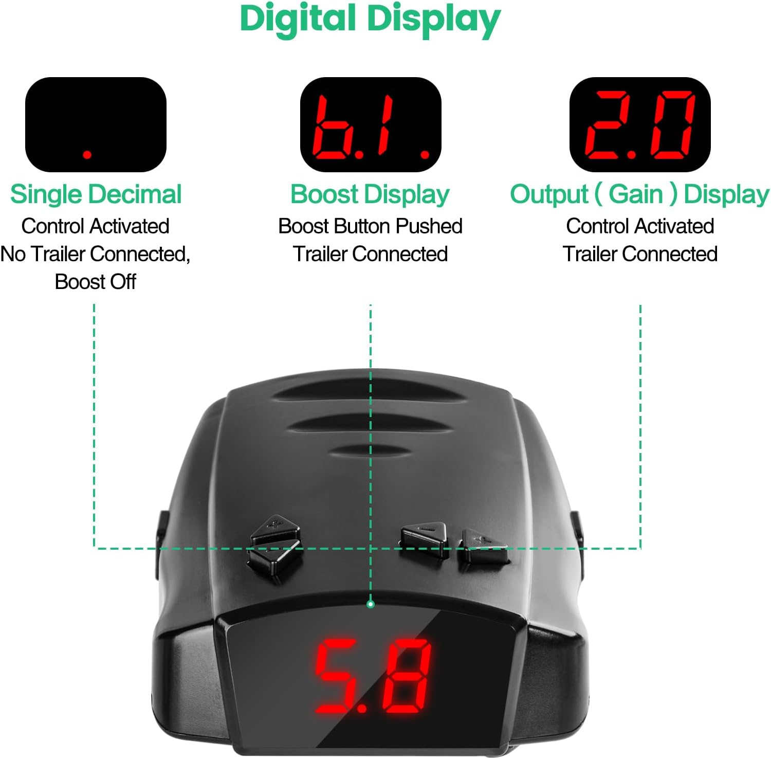Briidea Proportional Trailer Brake Controller, Digital Electric Brake Control for 1-4 Axle Trailers, Smooth Stop Technology with Boost Mode, Compatible with Ford/Gm/Chevy/Dodge/Ram/Toyota image number 3