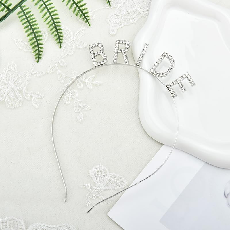 Silver Rhinestone Bride Headband Bachelorette Party Accessories for Bride to Be Gifts to Her Bridal Shower Gifts for Brides Headpiece for Wedding Hair Band to Brides image number 1