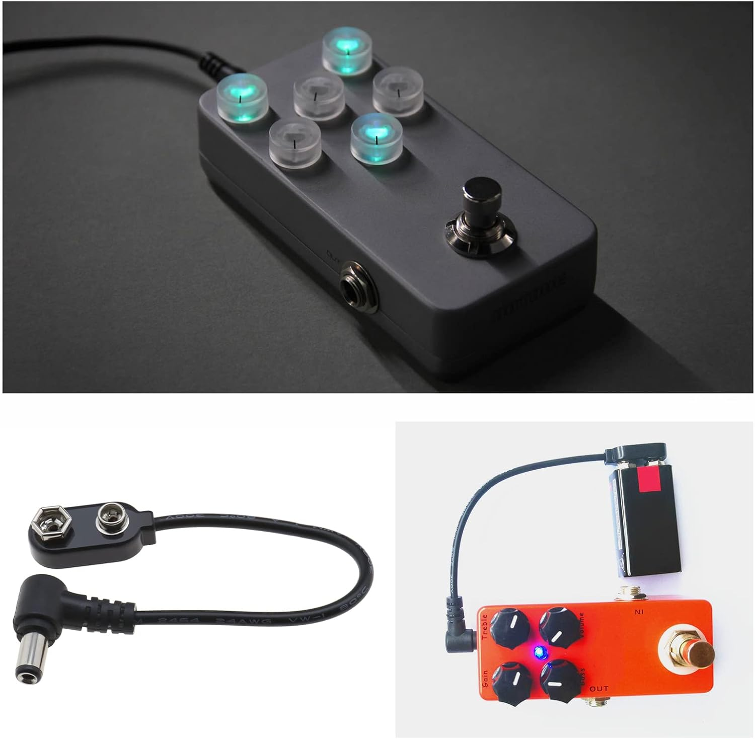 Ecsing 3Pcs 9V Battery Clip Converter Cable 5.5Mm 2.1Mm Male Plug 9 Volt Power Supply Cable Snap Connector for Guitar Effect Pedal image number 3