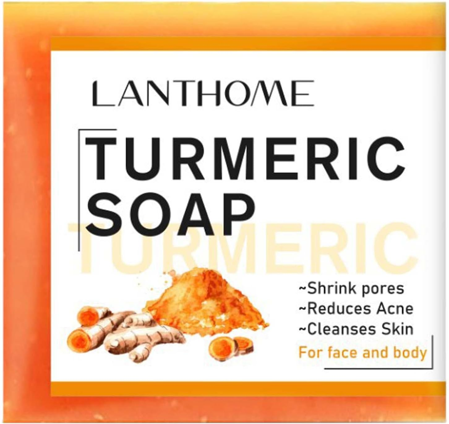 2 Pcs Natural Turmeric Soap Bar,Pure Natural Turmeric Soap Bar for Face Body | Turmeric Face Soap Reduces Acnes, Fades Scars, and Cleanses Skin, Turmeric Bar Soap for All Skin Types Strop-Au image number 2