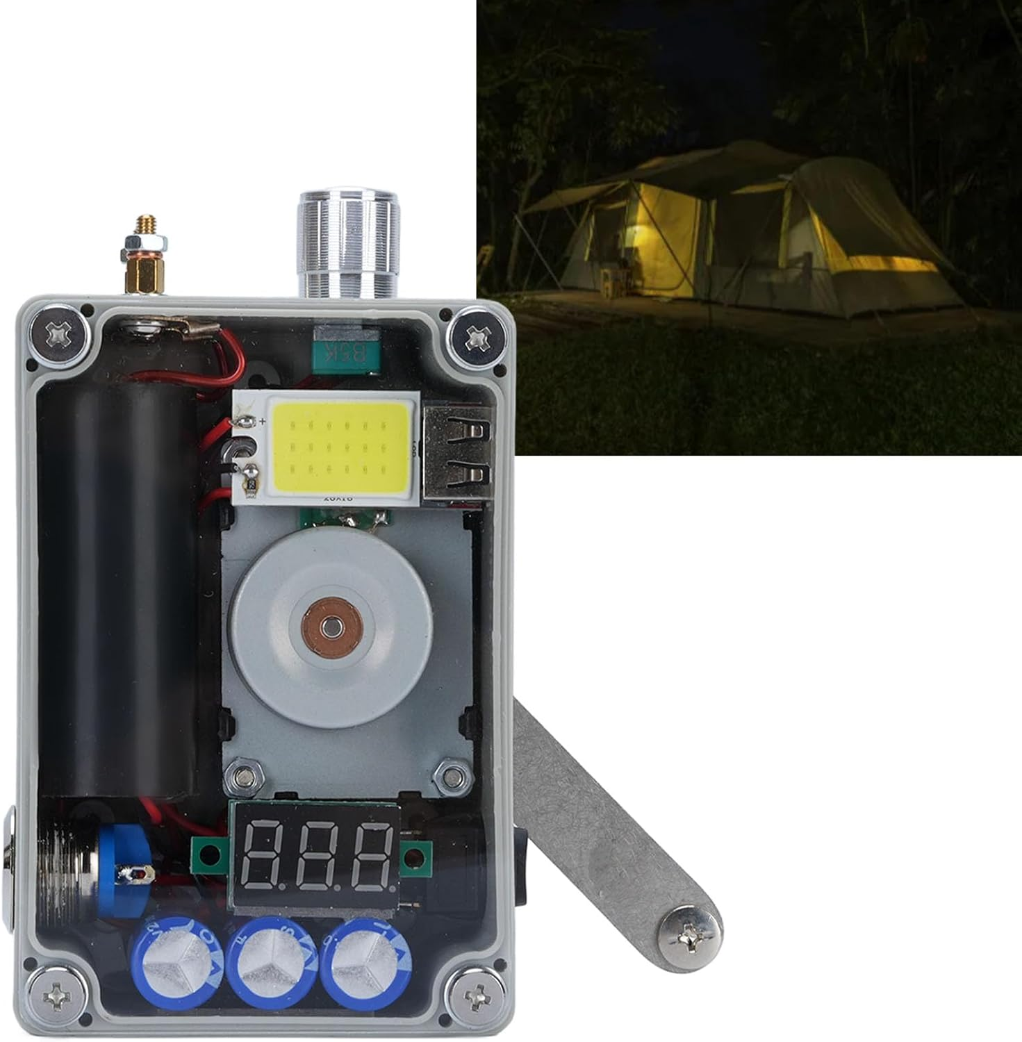 Lighting/Ignition Hand Crank Generator, Hand Crank Charge Generator USB Charger with COB Light, Super Capacitor Storage Emergency Survival Dynamotor image number 4