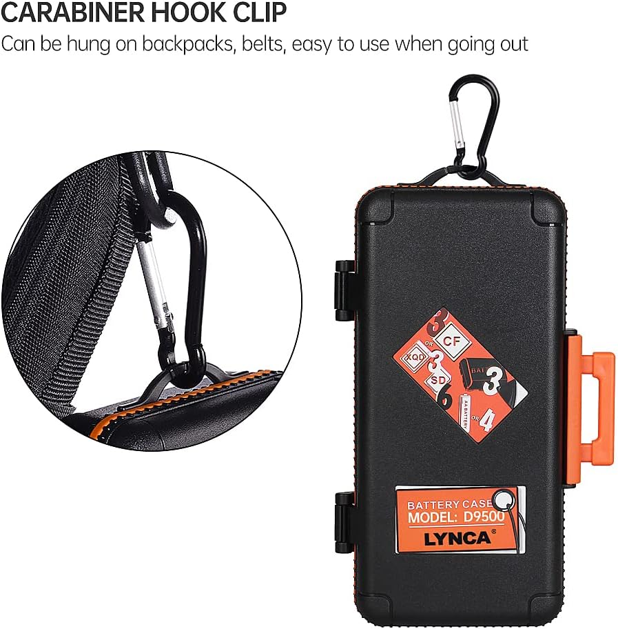 Camera Battery and Memory Card Case - Professional Water-Resistant & Shockproof Storage Box for 3 Batteries or 4 AA Batteries, 6 SD SDXC SDHC and 3 XQD or 3 CF Cards-O image number 4