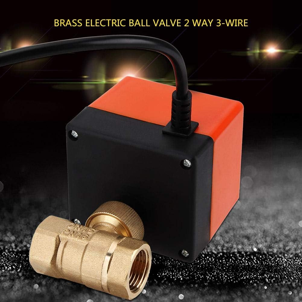 Motorized Ball Valve, AC 220V Brass Electrical Ball Valve 2 Way 3-Wire 1.6Mpa Thread, Energy Saving(Dn15) image number 6