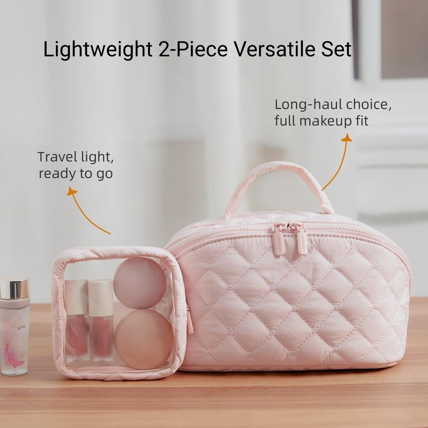 Kawlxpp Petition Makeup Bag for Women, Wide Open Lay-Flat Large Capacity Travel Cosmetic Case with Compartments, Water-Resistant Puffy Organizer for Toiletries & Brushes (Black, 4L) - Pink image number 7