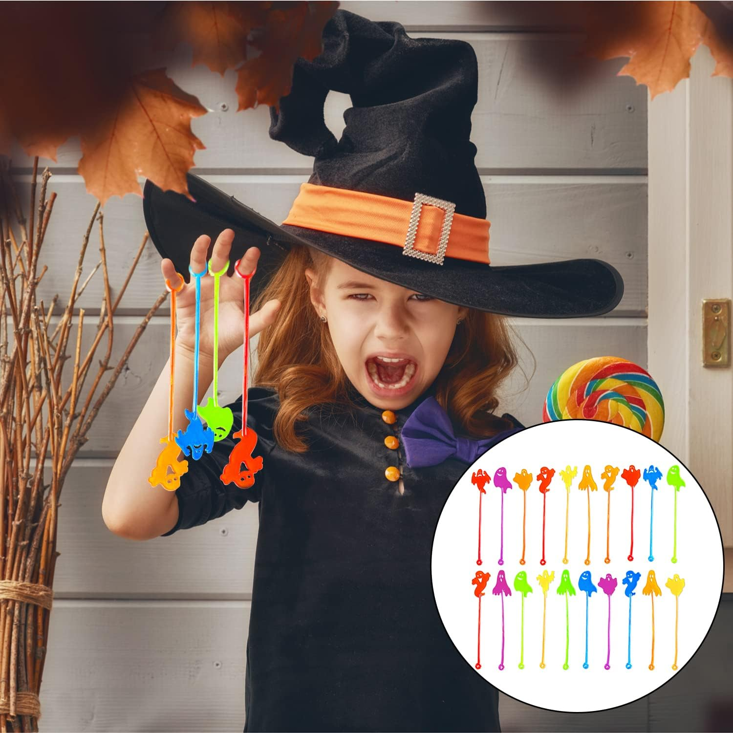 WELANE Halloween Sticky Toy, 20 PCS Ghost Novelty Toys for Halloween Party, Treat Bags Gifts, Goody Bag Filler, Classroom Prizes (Bulk)