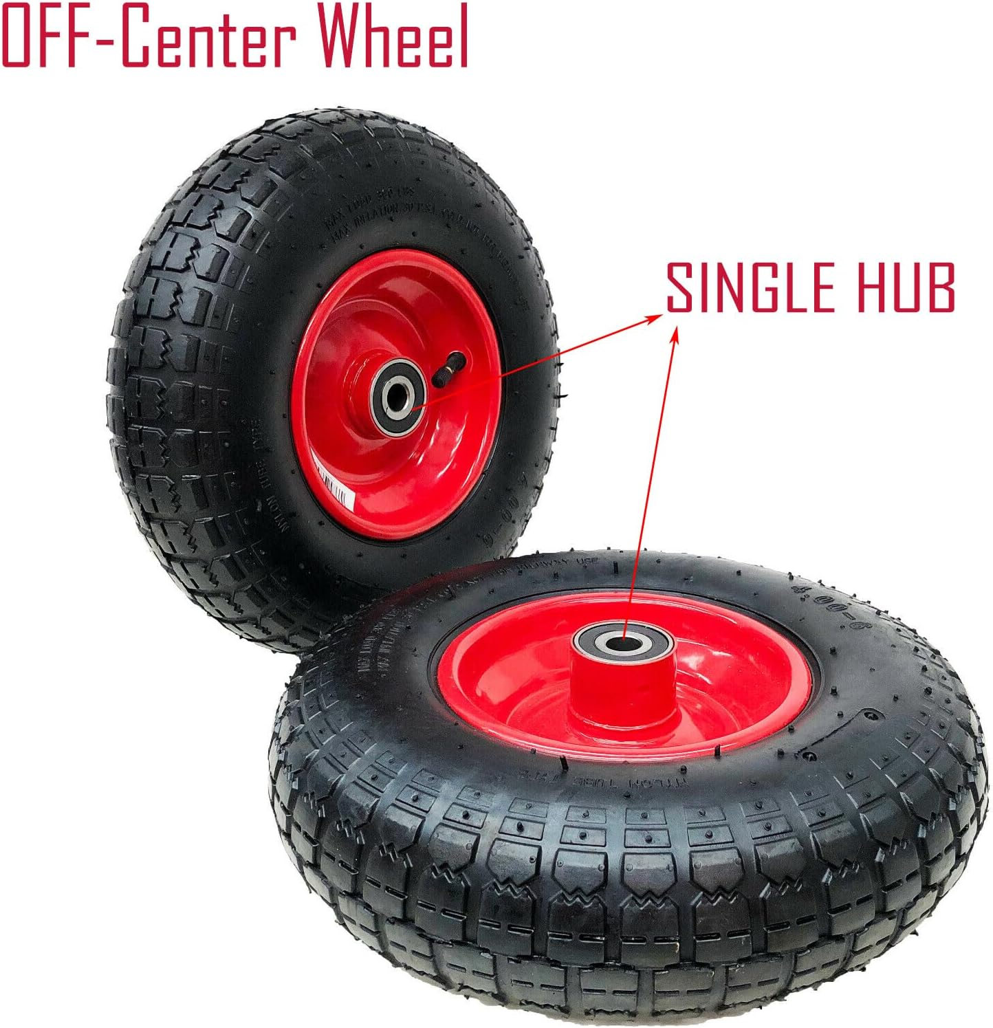 Premium 13" 4.00-6 Pneumatic Wheelbarrow Wheel with 16Mm Bore and Ball Bearing - Heavy-Duty Replacement Tire for Barrows