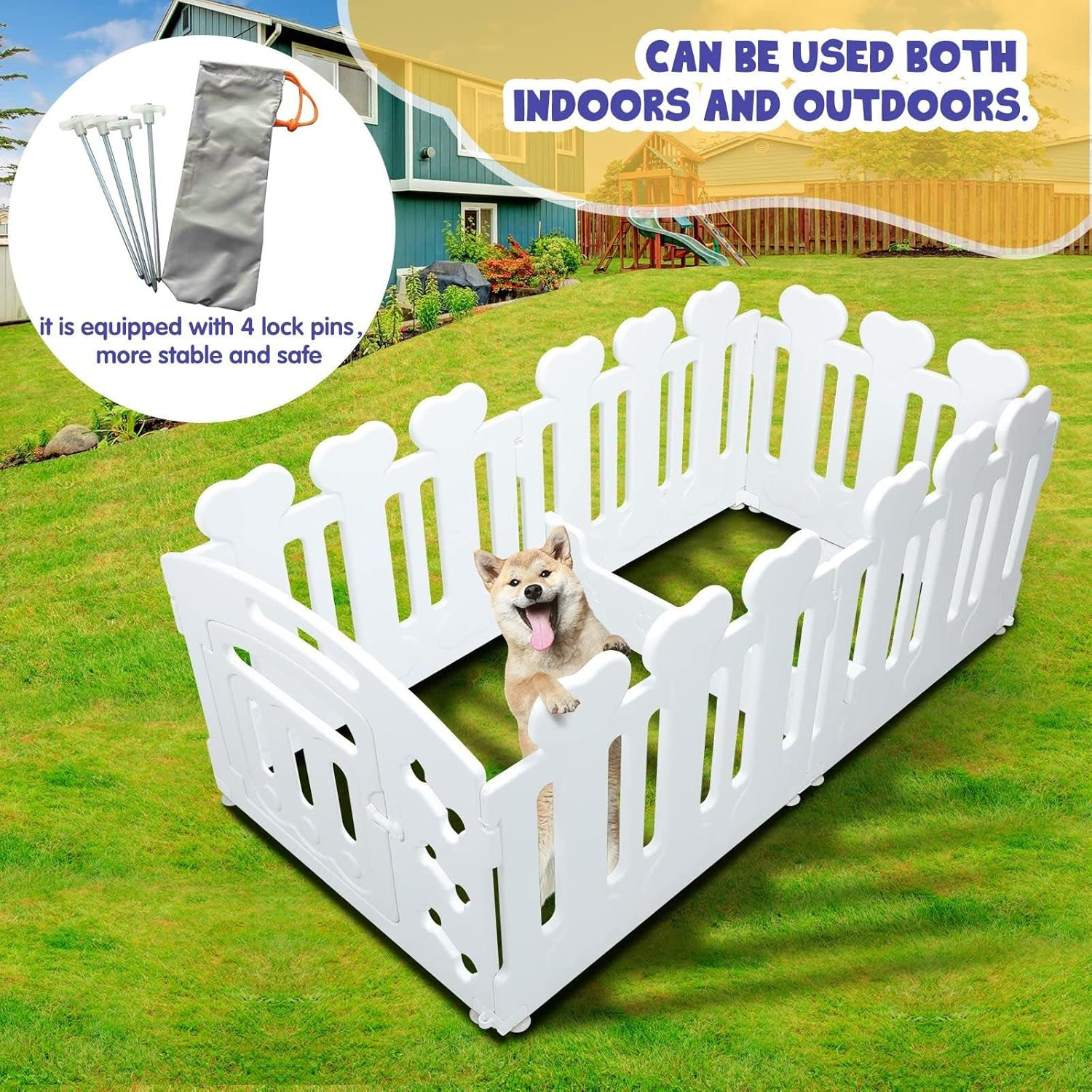 Pet Scene 2In1 Dog Crate Cage Portable Whelping Box Pet Playpen Enclosure Puppy Dog Kennel Cat Exercise Plastic White Indoor & Outdoor image number 1