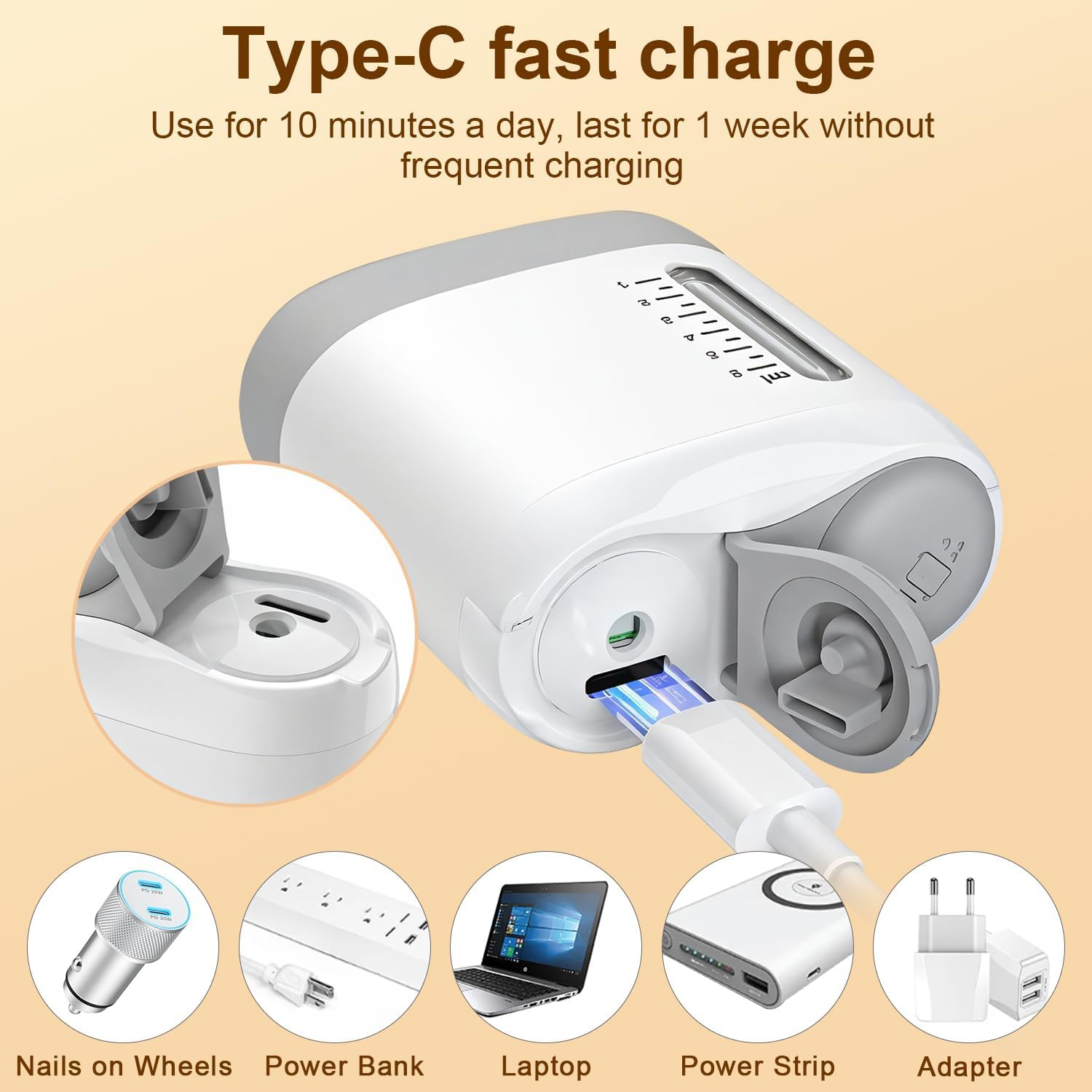 Electric Hair Brush & Scalp Massager with Oil Dispenser, Mess-Free Applicator for Nourishing Scalp and Hair Care, Rechargeable with USB Cable, Travel-Friendly, White image number 1