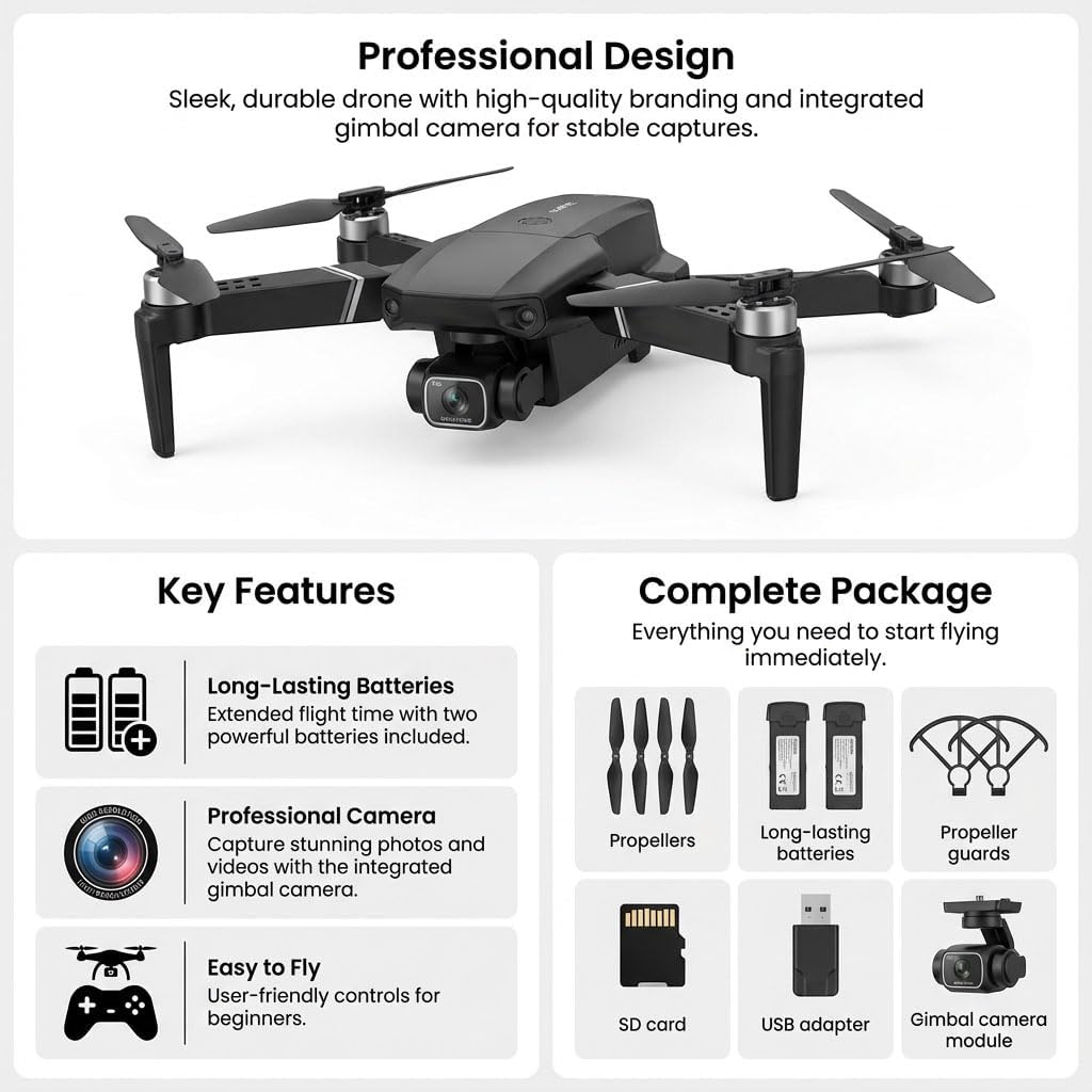 Elecci E88 Drone with Screen Controller with SD Card, Foldable Mini Drone for Beginners, 2 Batteries, 360&deg; Flips Waypoint Fly, Active Obstacle Avoidance, One Key Take Off/Landing. (2 Batteries - Black - 2 Batteries - Black image number 4