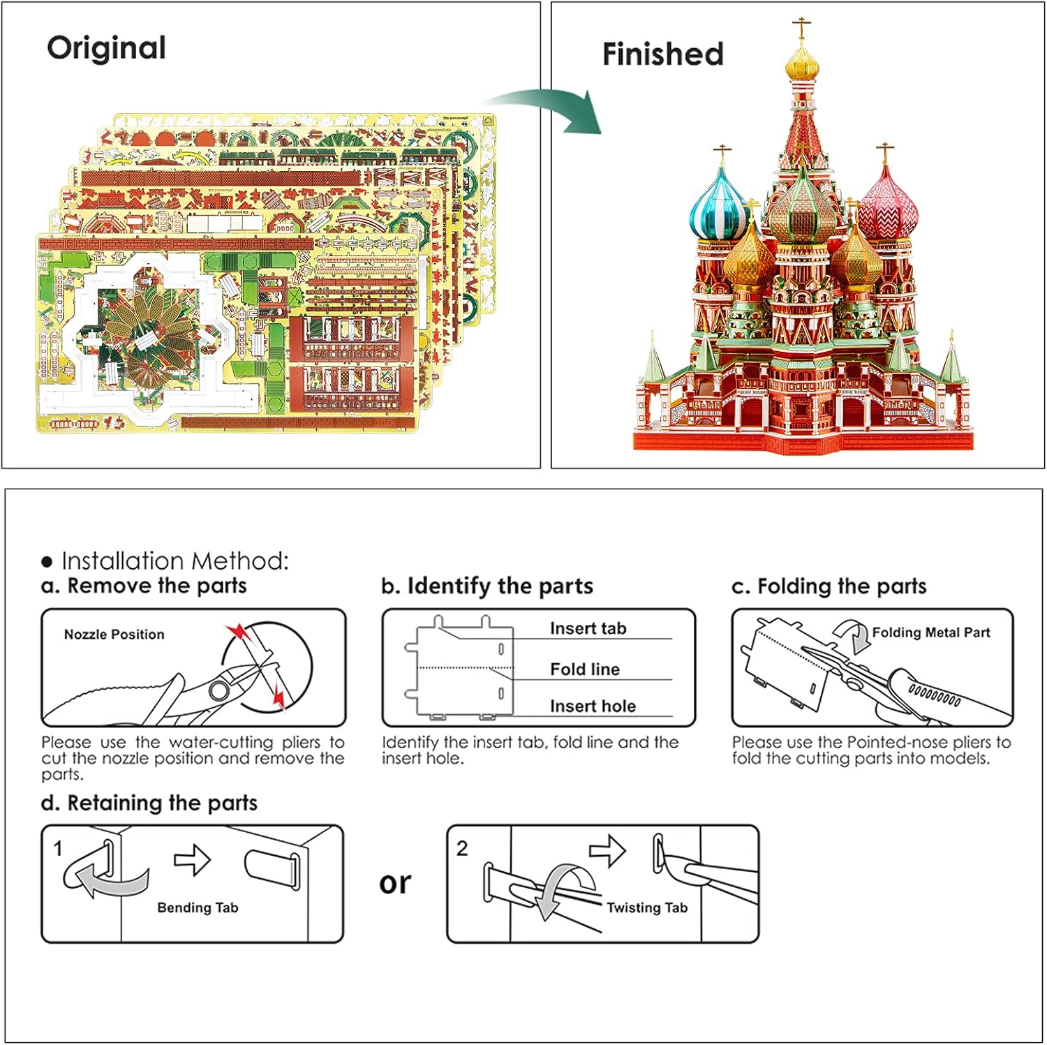 Piececool 3D Metal Puzzle Model Kits Saint Basil&rsquo;S Cathedral Metal Building Kit for Adults, Brain Teaser DIY Metal Model Kits for Teens Man Woman Family-711 Pcs image number 3