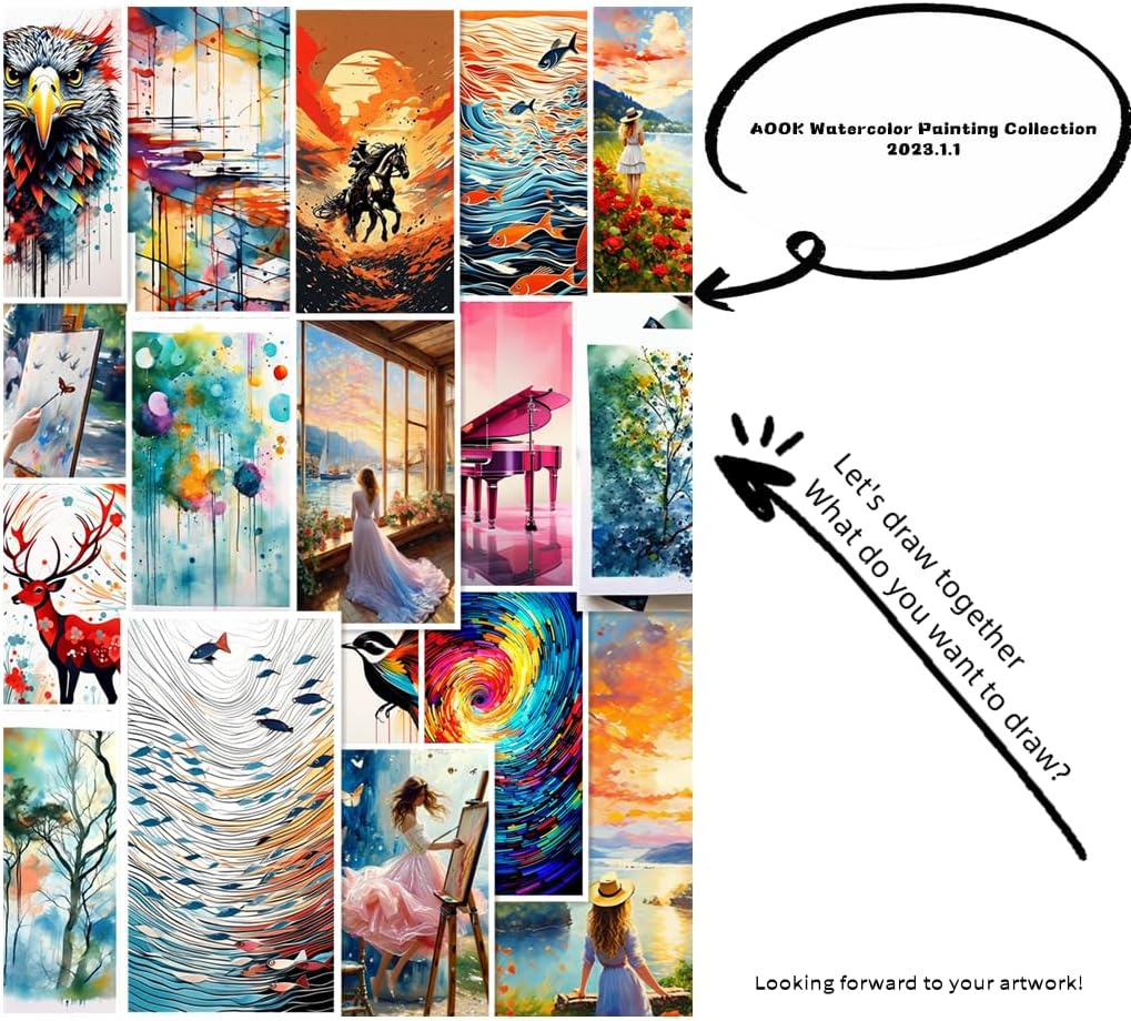 AOOK A3 Watercolor Paper Pad, Watercolor Painting Paper, 11.69X16.53 "(140Lb/300Gsm) 20 Sheet Mixed Paper Mat, Top Packaging, Fine Texture, Suitable for Watercolor, Watercolor, and Acrylic Art Mats. (1PCS)