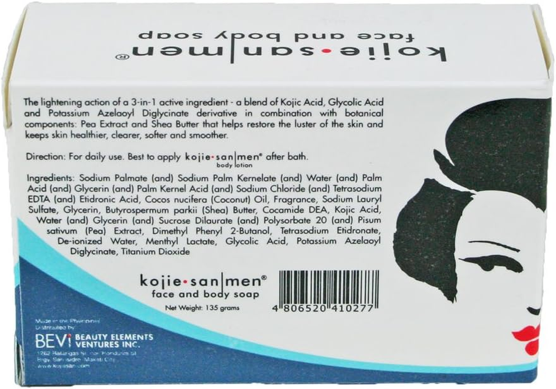 Kojie San Men Lightening Face and Body Soap 135G image number 1